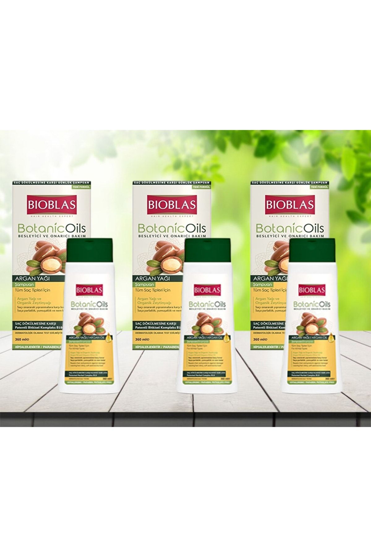 Bioblas-Argan Oil Extract Botanical Shampoo - 360 ml * 3 Pieces 1