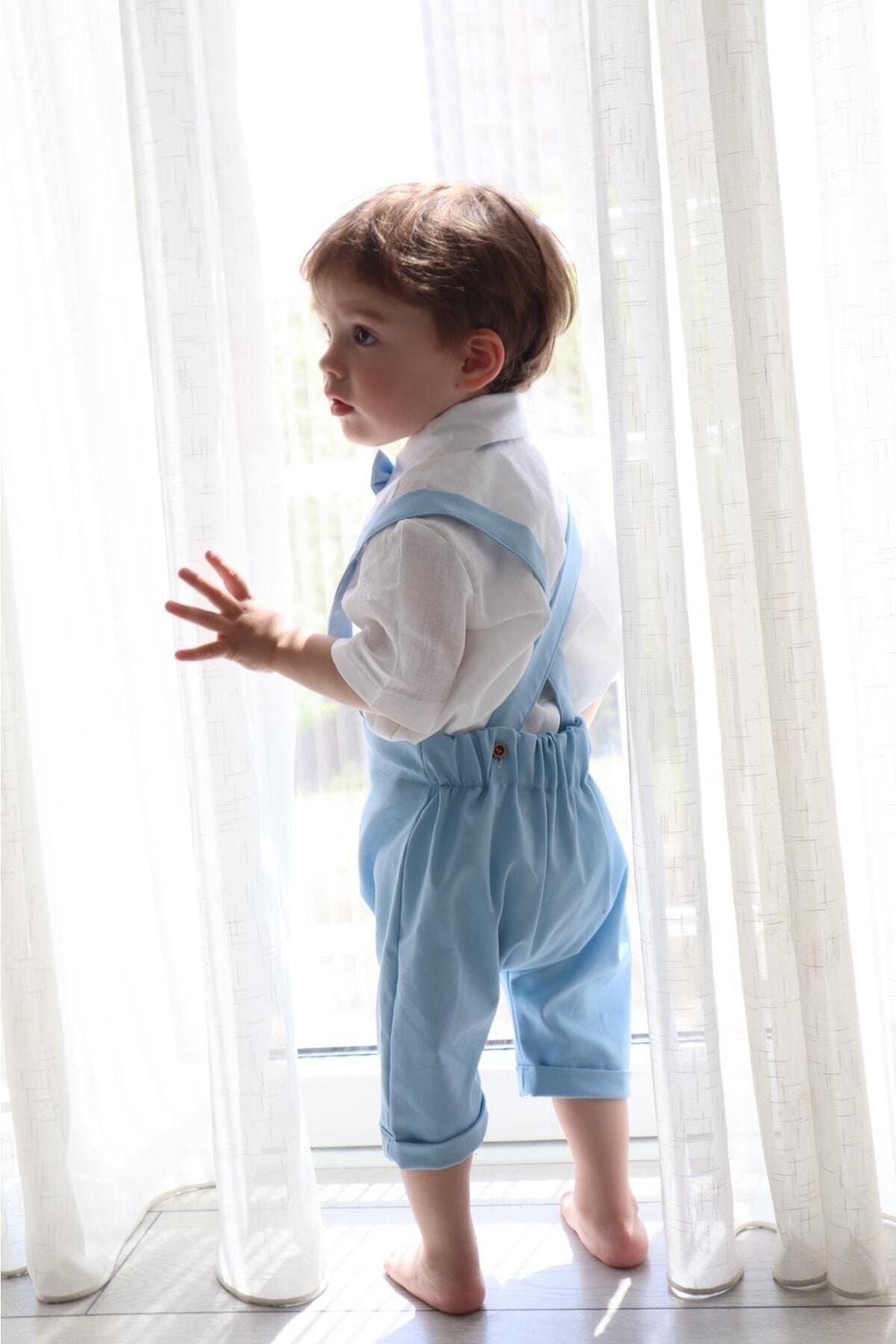 Poplinkids Bebek Mavisi Şort Slopet Takım 114