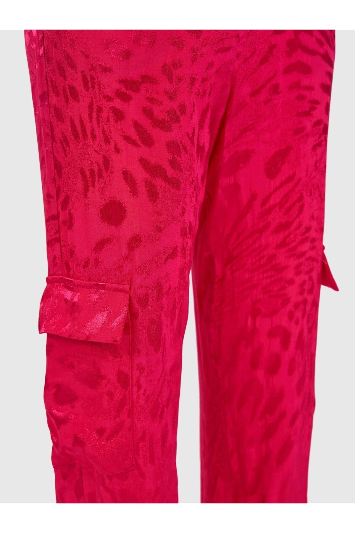 Juste Studio-Patterned Fuchsia Elastic Trousers 3