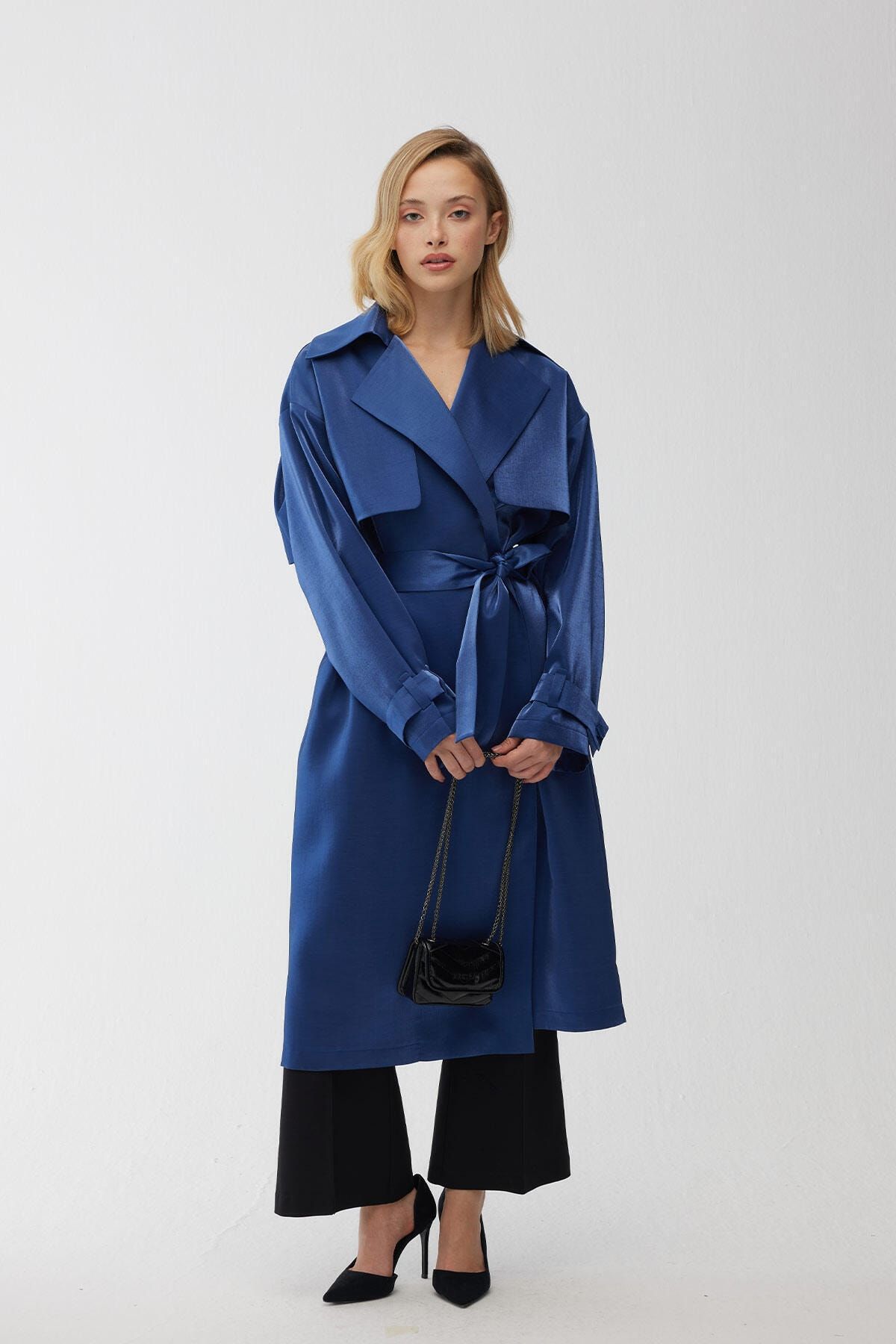Zara blue sale trench coat