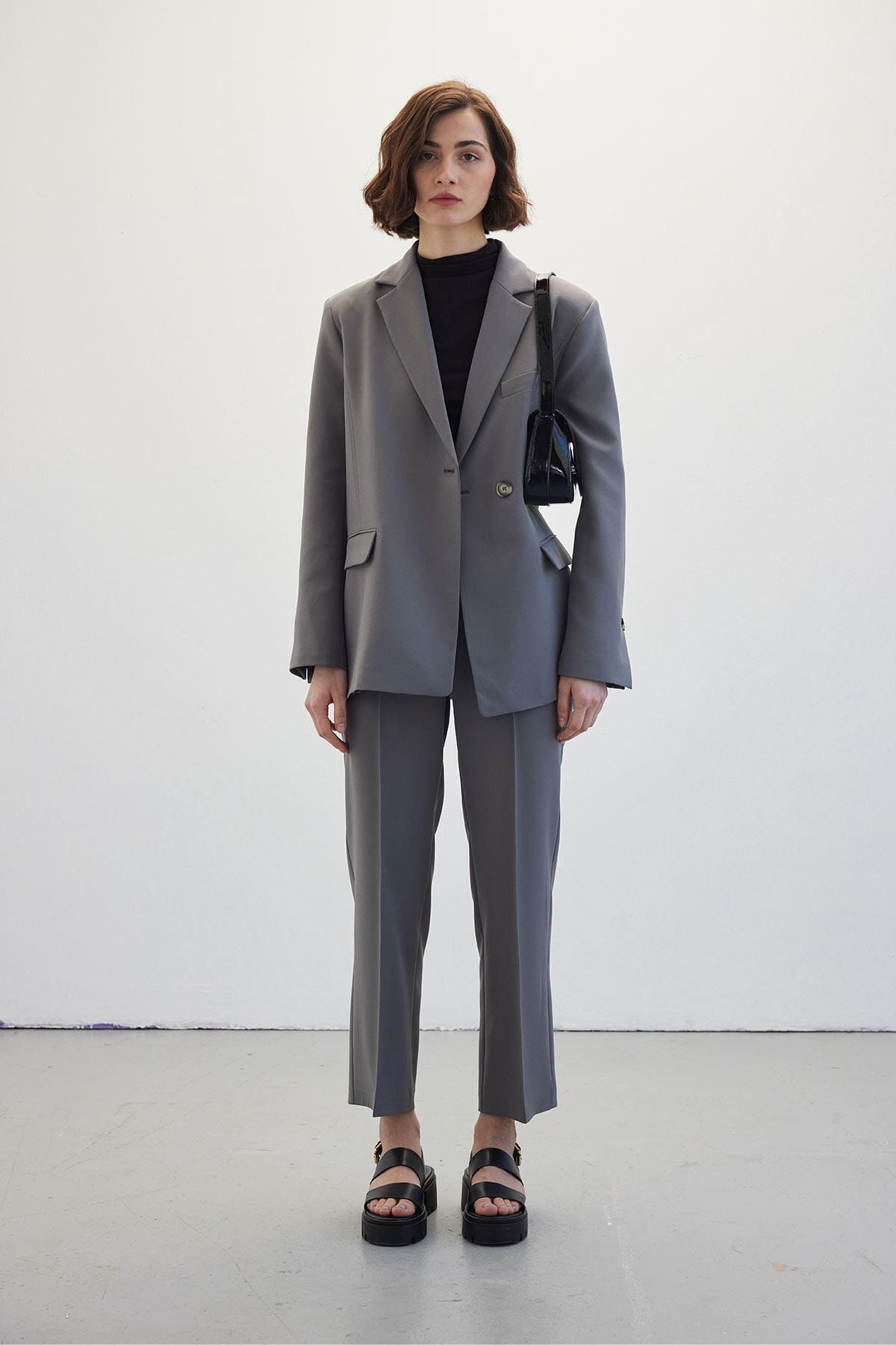 Manuka-Single Button Blazer Jacket Gray 5