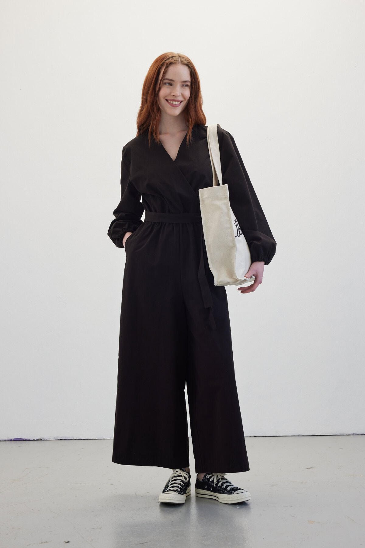 Black wideleg jumpsuit 2025