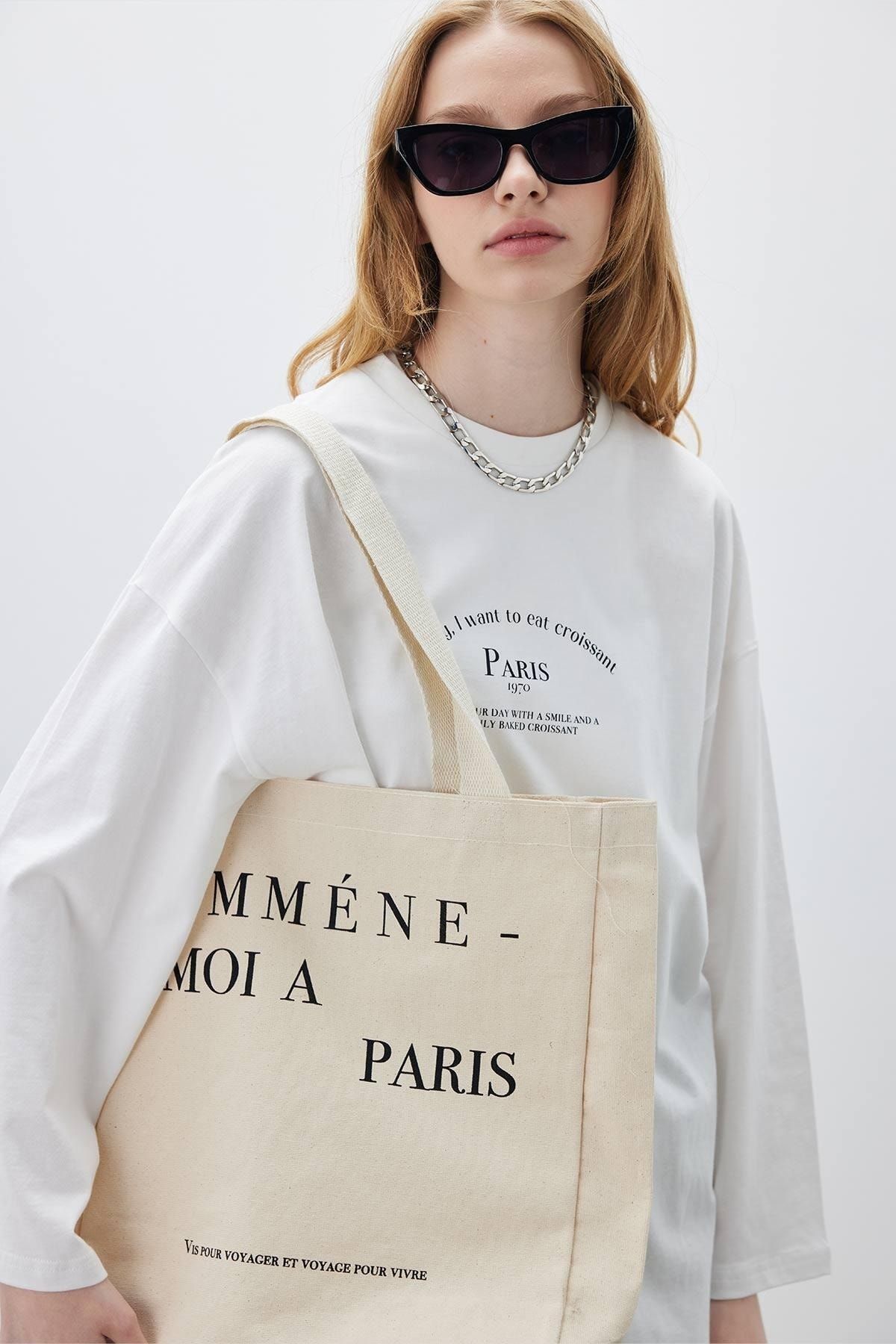Manuka PRINTED GUESTS CLOTH BAG PARIS Trendyol