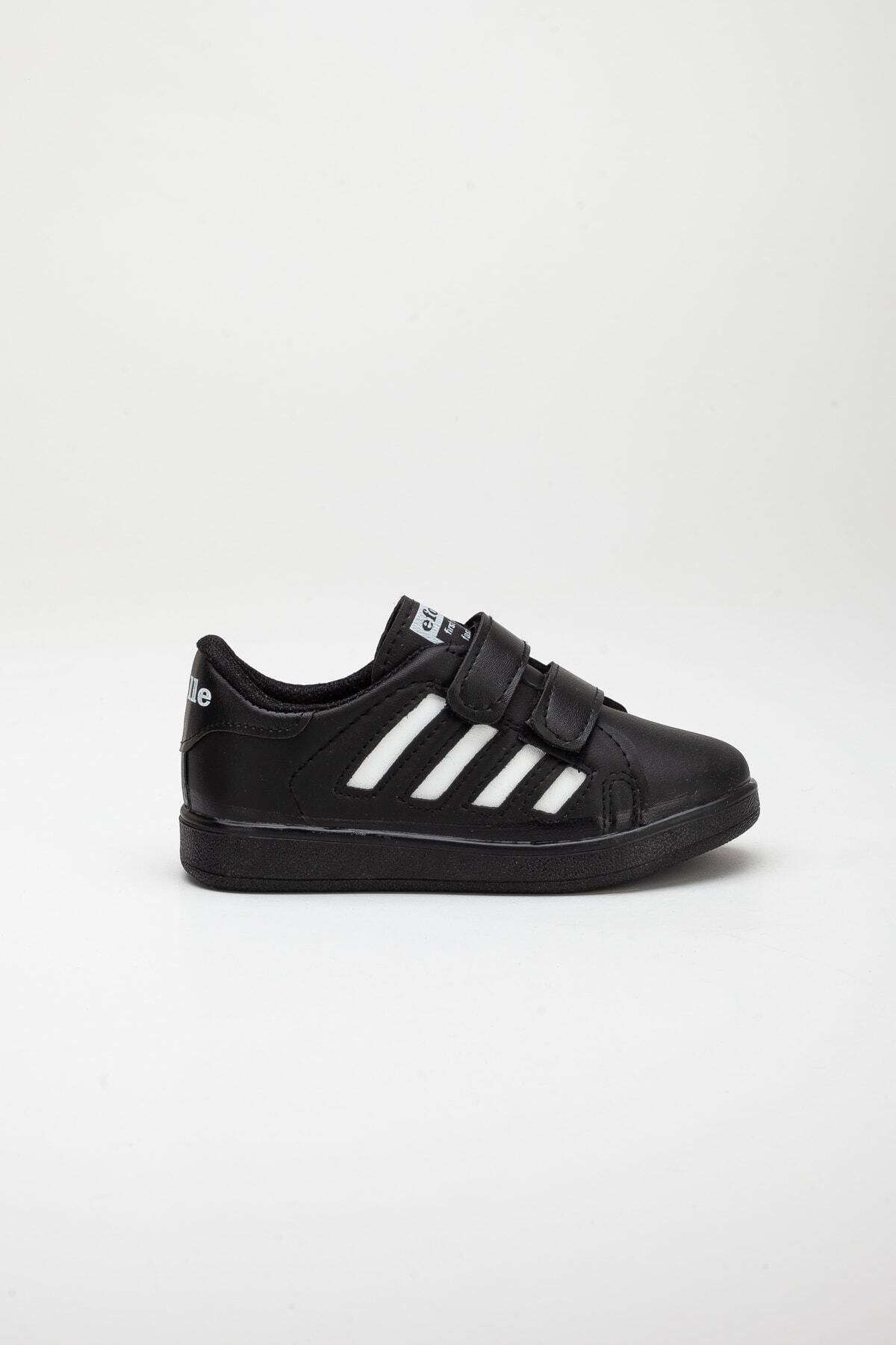BOUIS Çocuk Unisex Siyah Beyaz 4 Band Cırtlı Rahat Nefes Alır Günlük Şık Spor Ayakkabı Sneaker fotoğrafı 4 (önizleme)