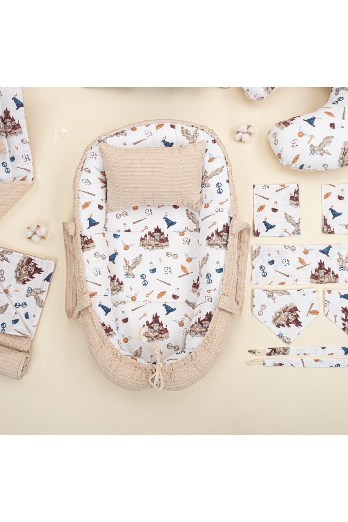 Yunikobaby 18 Parça Set - Sütlü Kahve Örgü - Harry - Puset Seti,babynest,emzirme Önlüğü Ve Yastığı,alt Açma Mat fotoğrafı 4 (önizleme)