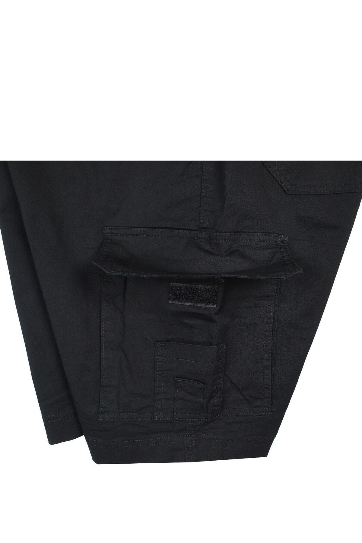 marufshop-Large Size Gabardine Shorts with Cargo Pockets Dekons Black 5