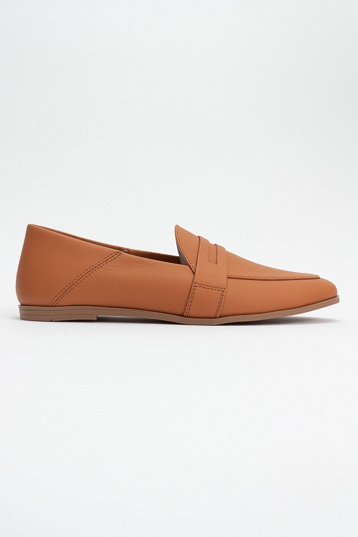 لوفر چند رنگ زنانه F05 Taba Skin کفش های صاف چرمی واقعی luvishoes