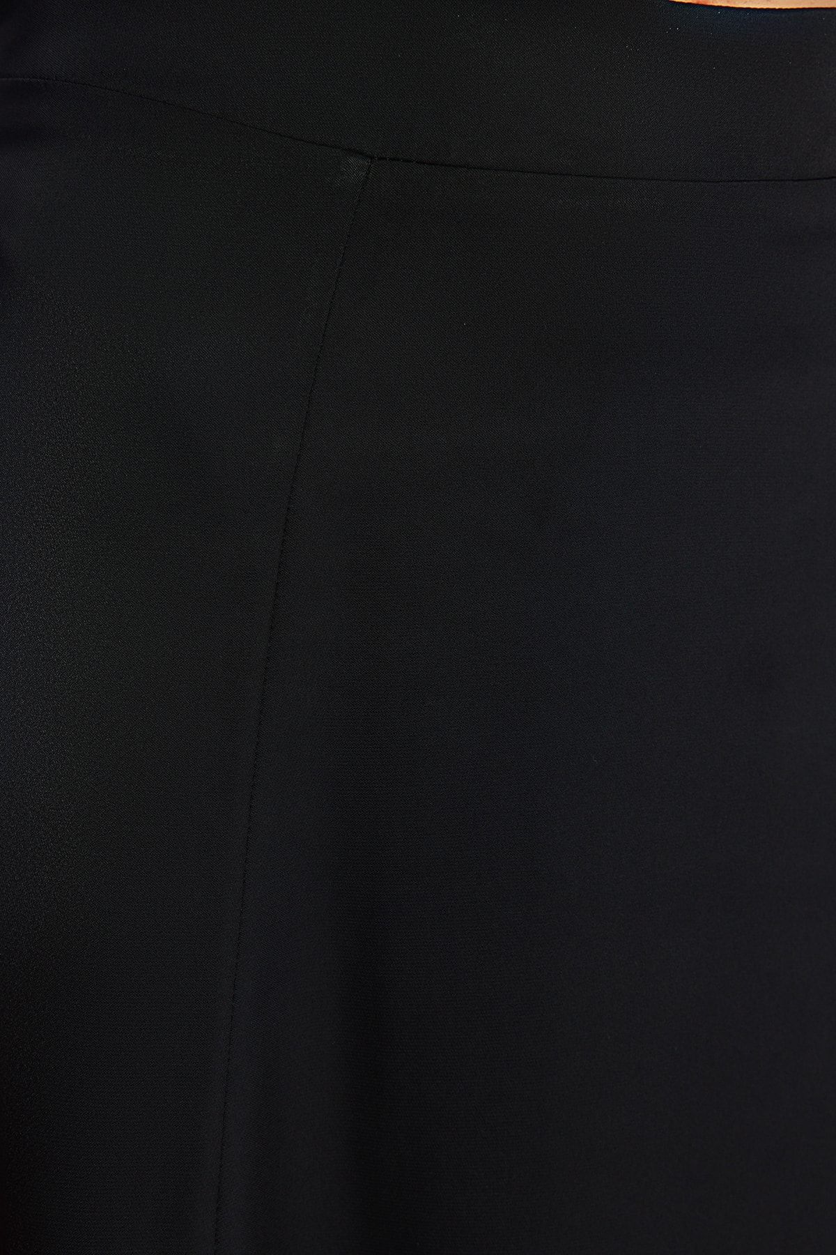 Trendyol Collection-Czarna satynowa tkana spódnica midi w kształcie litery A TWOAW24ET00167 5