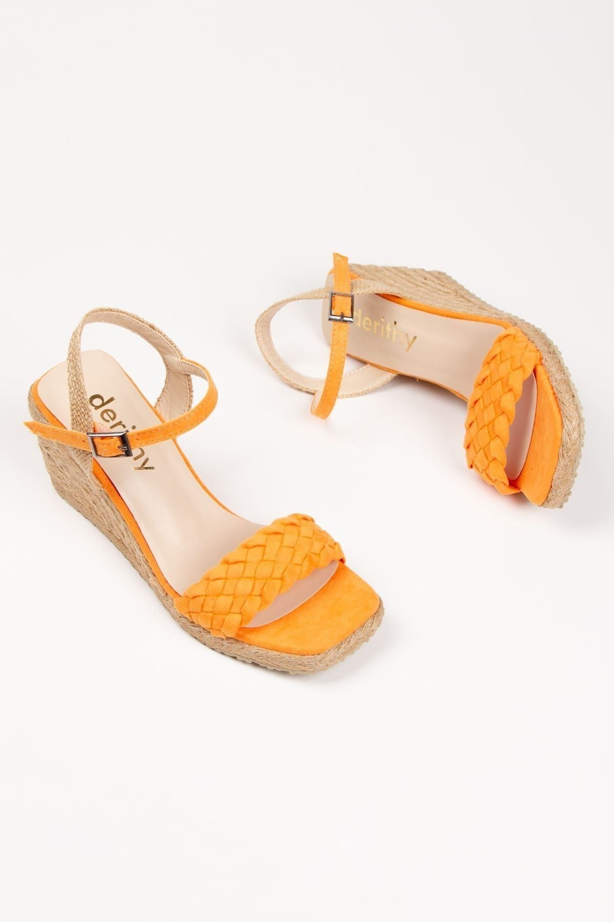 derithy-حذاء صندل صيفي بكعب عريض ملفوف حصريًا من Wicker Jut -dsr0303-orange 2