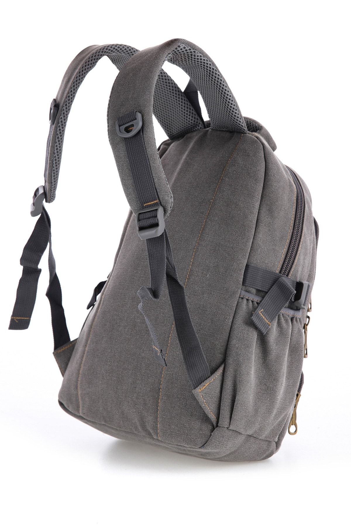 MUCCO Unisex Gray Canvas Backpack Ccs51416 Water Resistant Multi Pocket Trendyol