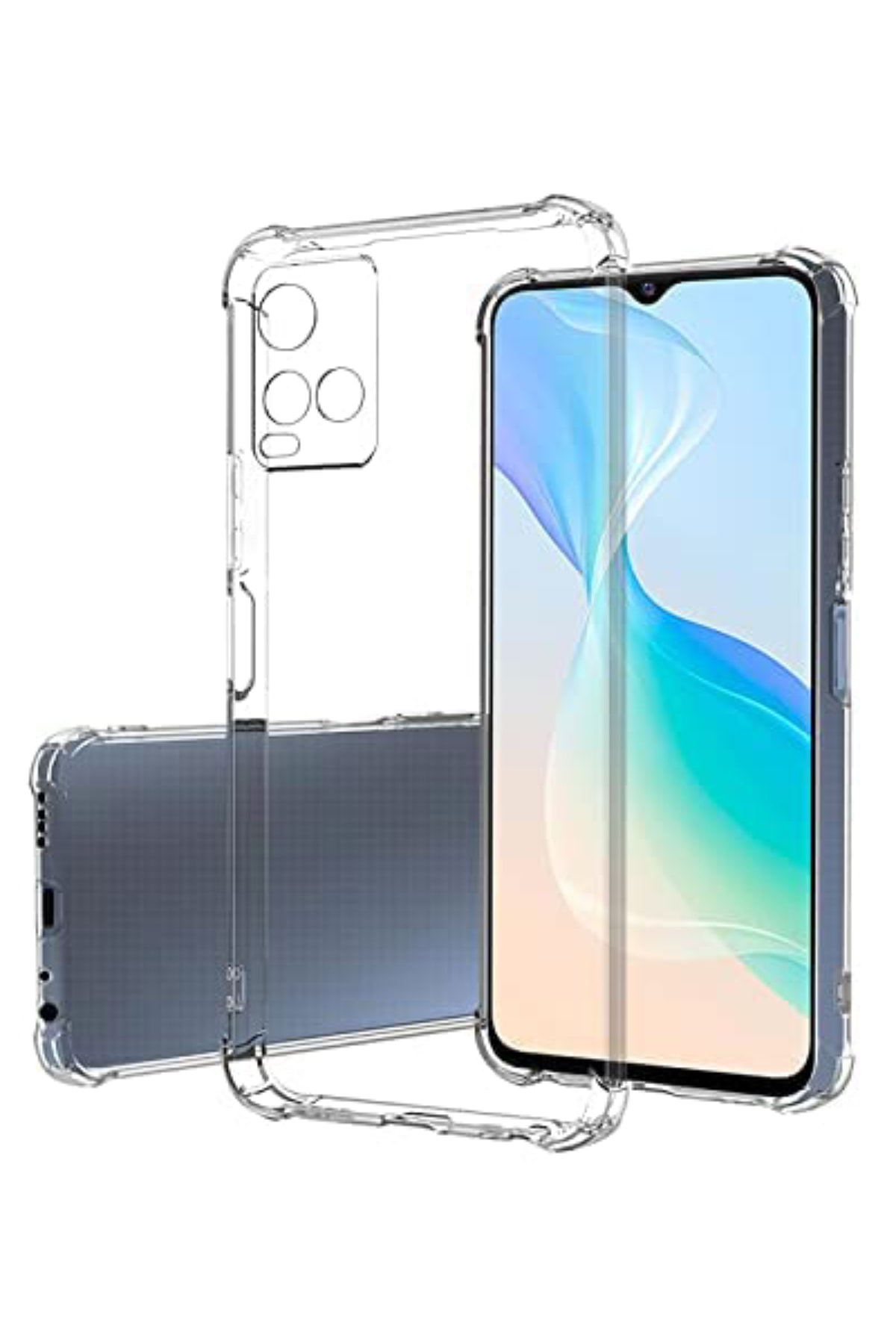 Vivo Y21A Kapak Kamera Korumalı Airbag Antishock Köşe Korumalı Şeffaf Silikon Kılıf