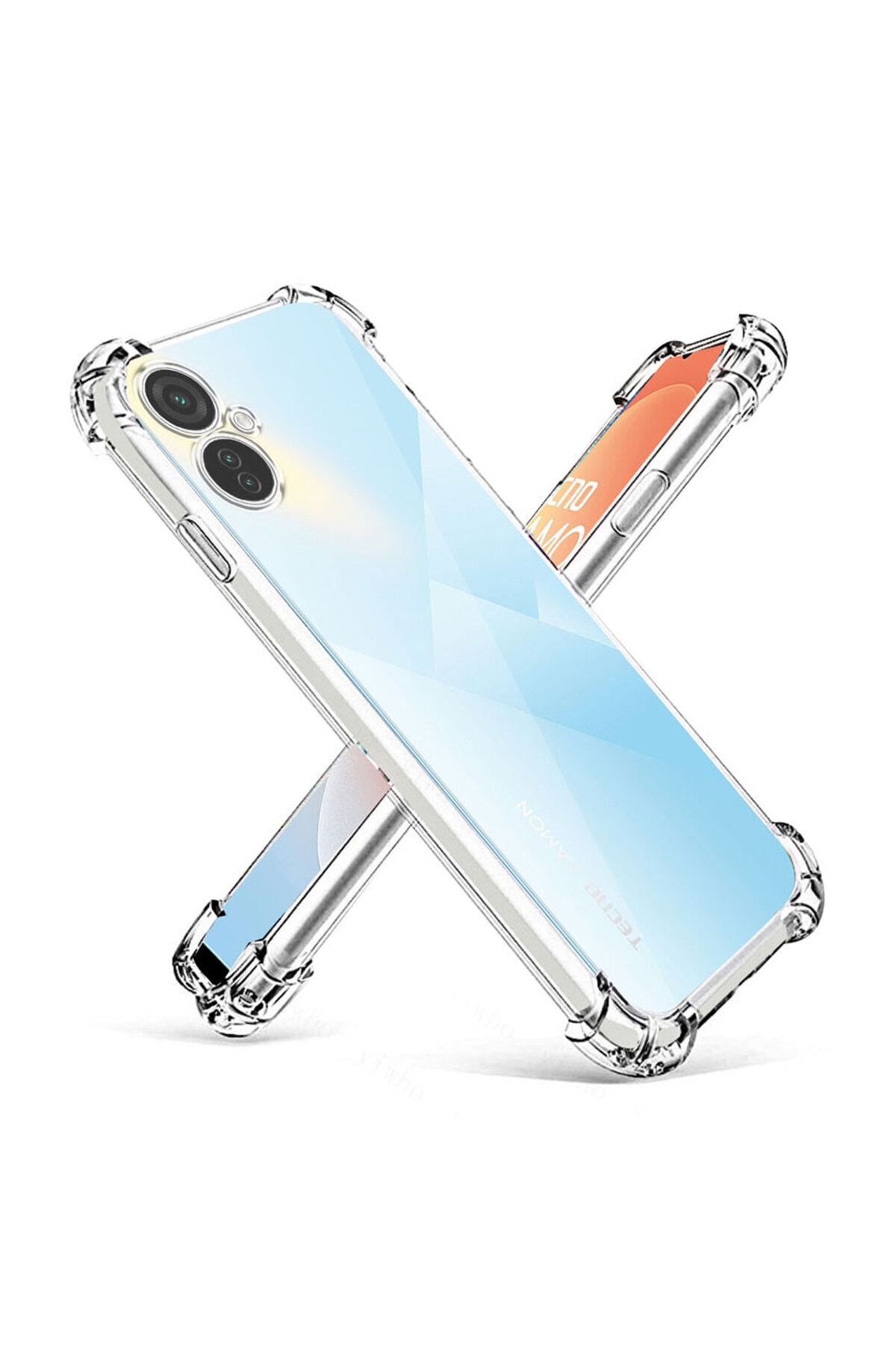 Tecno Camon 19 Neo Kapak Kamera Korumalı Airbag Antishock Köşe Korumalı Şeffaf Silikon Kılıf