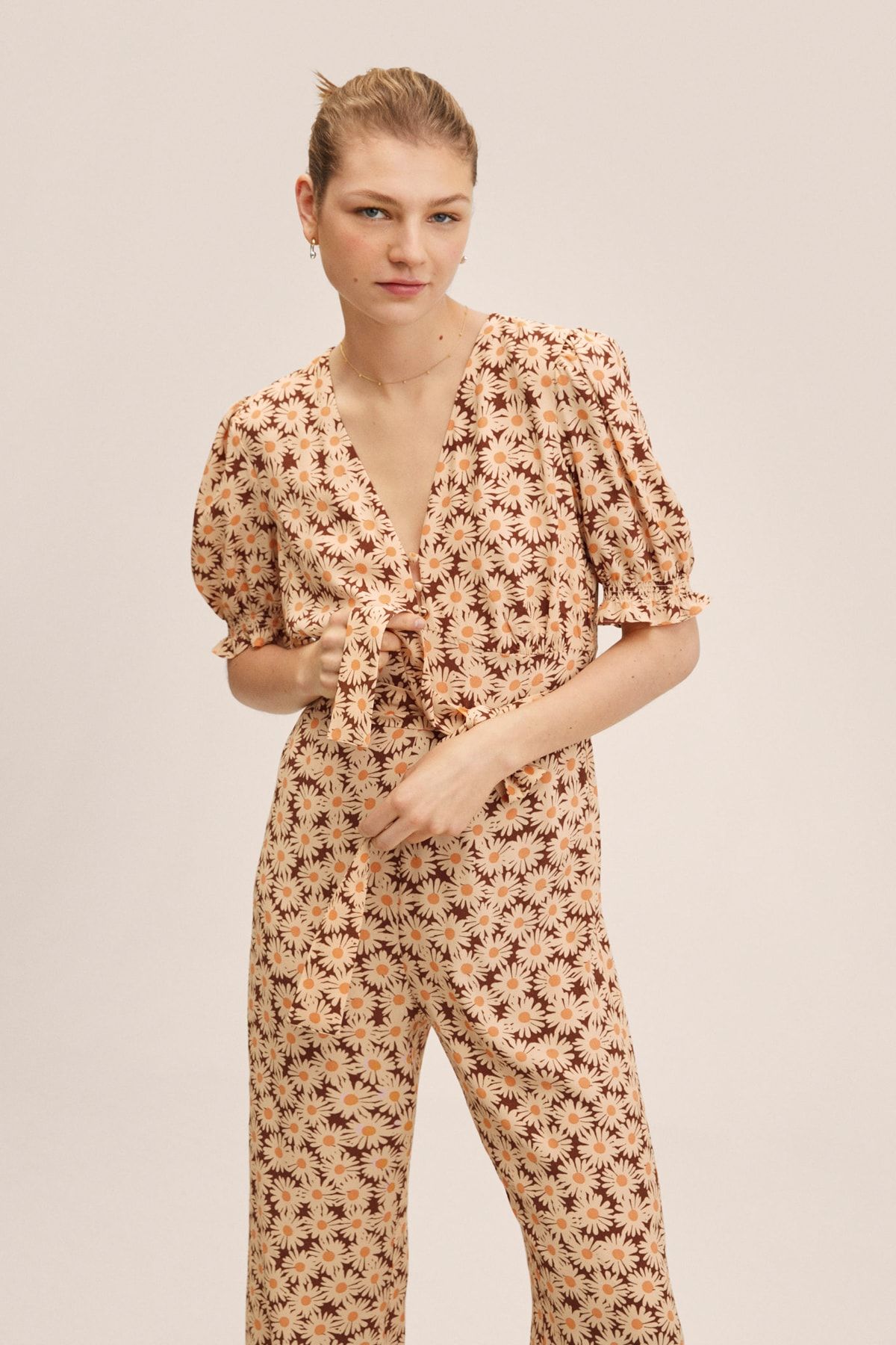 Mango floral jumpsuit hot sale