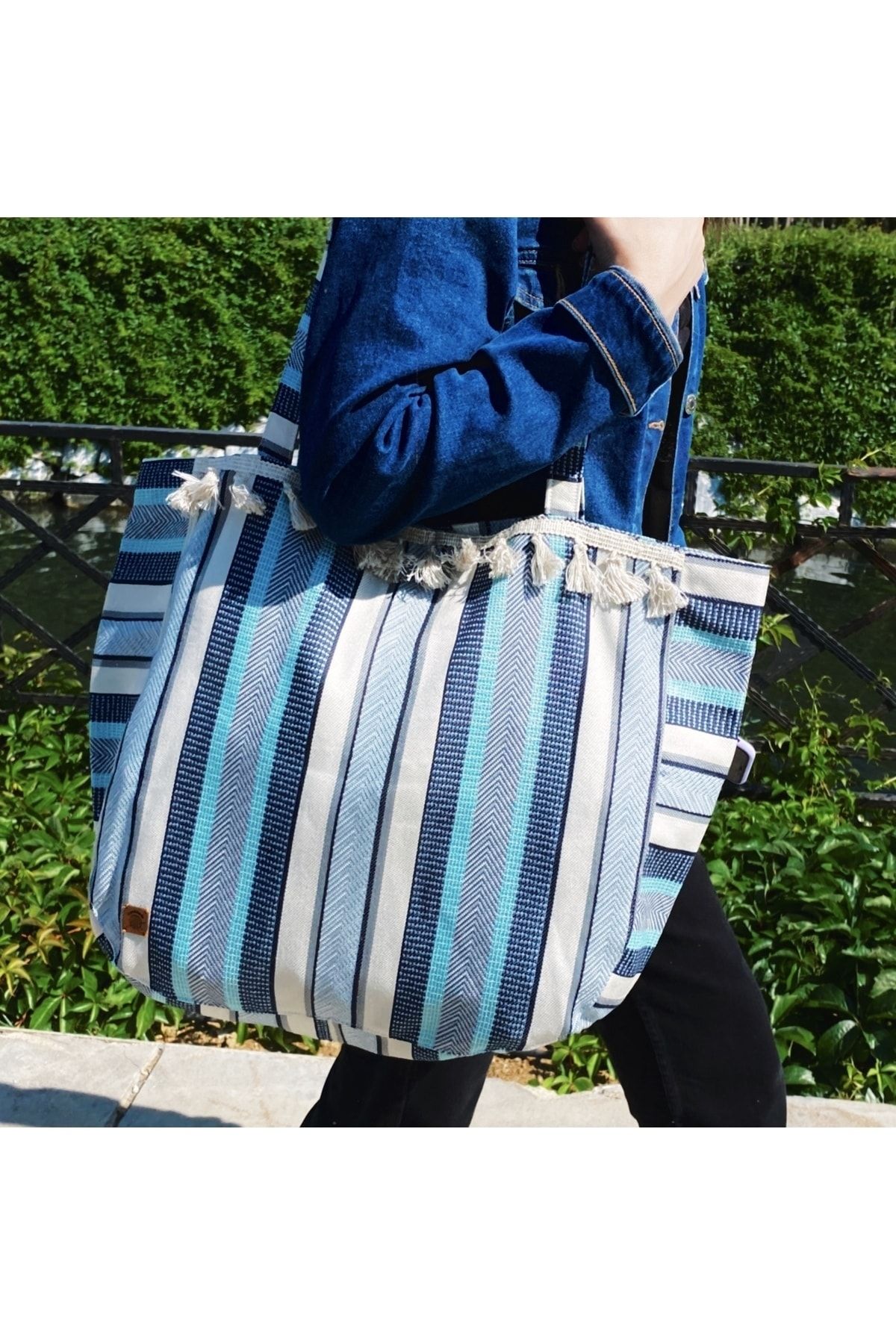 Satori Design Shoulder Bag Blue Ethnic pattern Trendyol