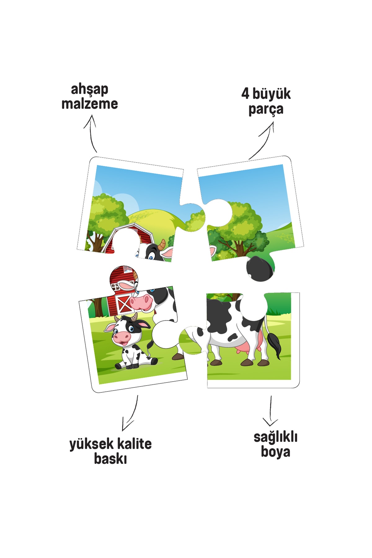metafortoys Ahşap 4 Parça Yapboz Bebeğimin İlk Pazılı (İnek Ailesi) fotoğrafı 3 (önizleme)