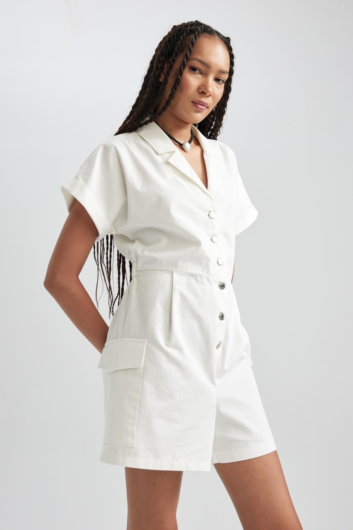 Short sleeve cheap cotton jumpsuit