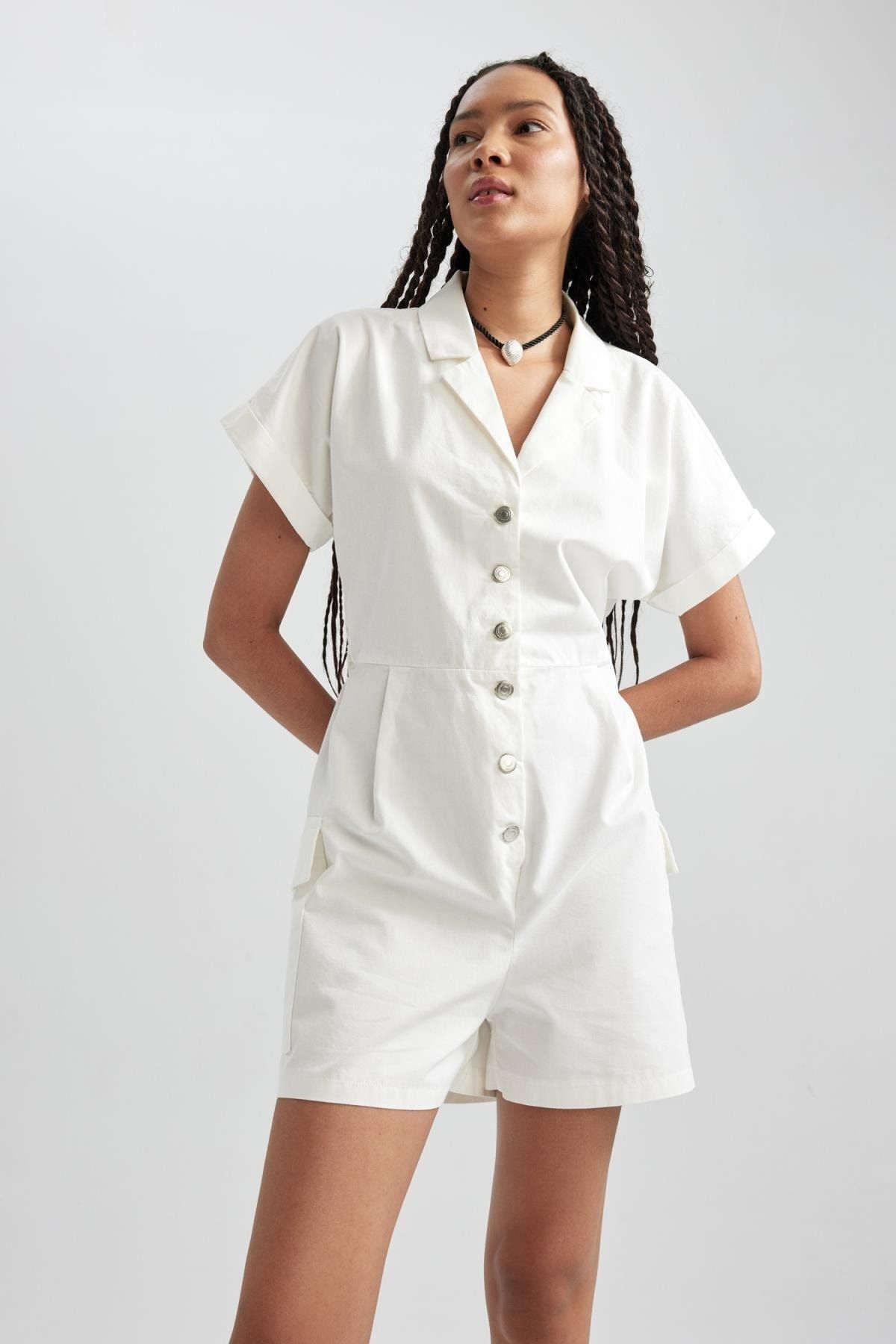 White utility sale playsuit
