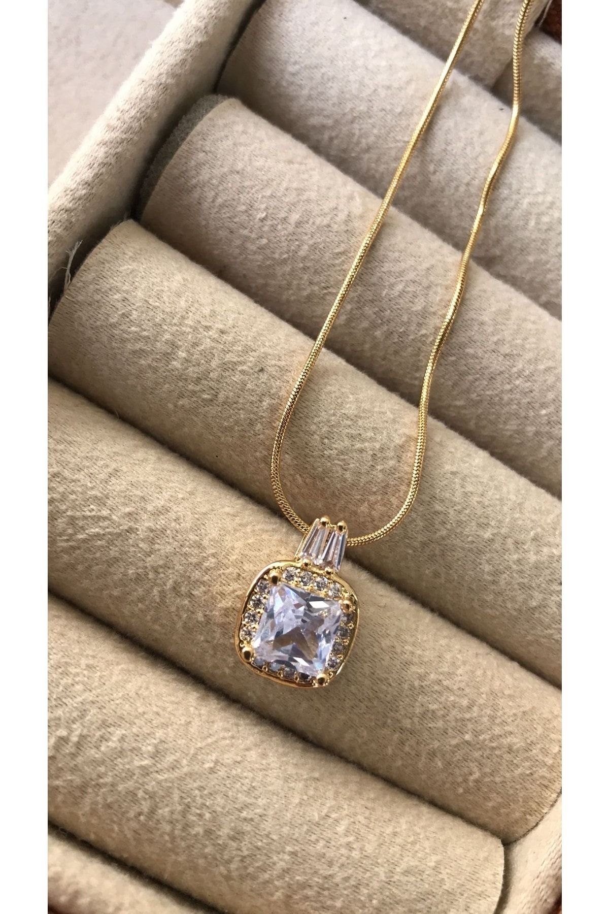 Square diamond outlet pendant necklace