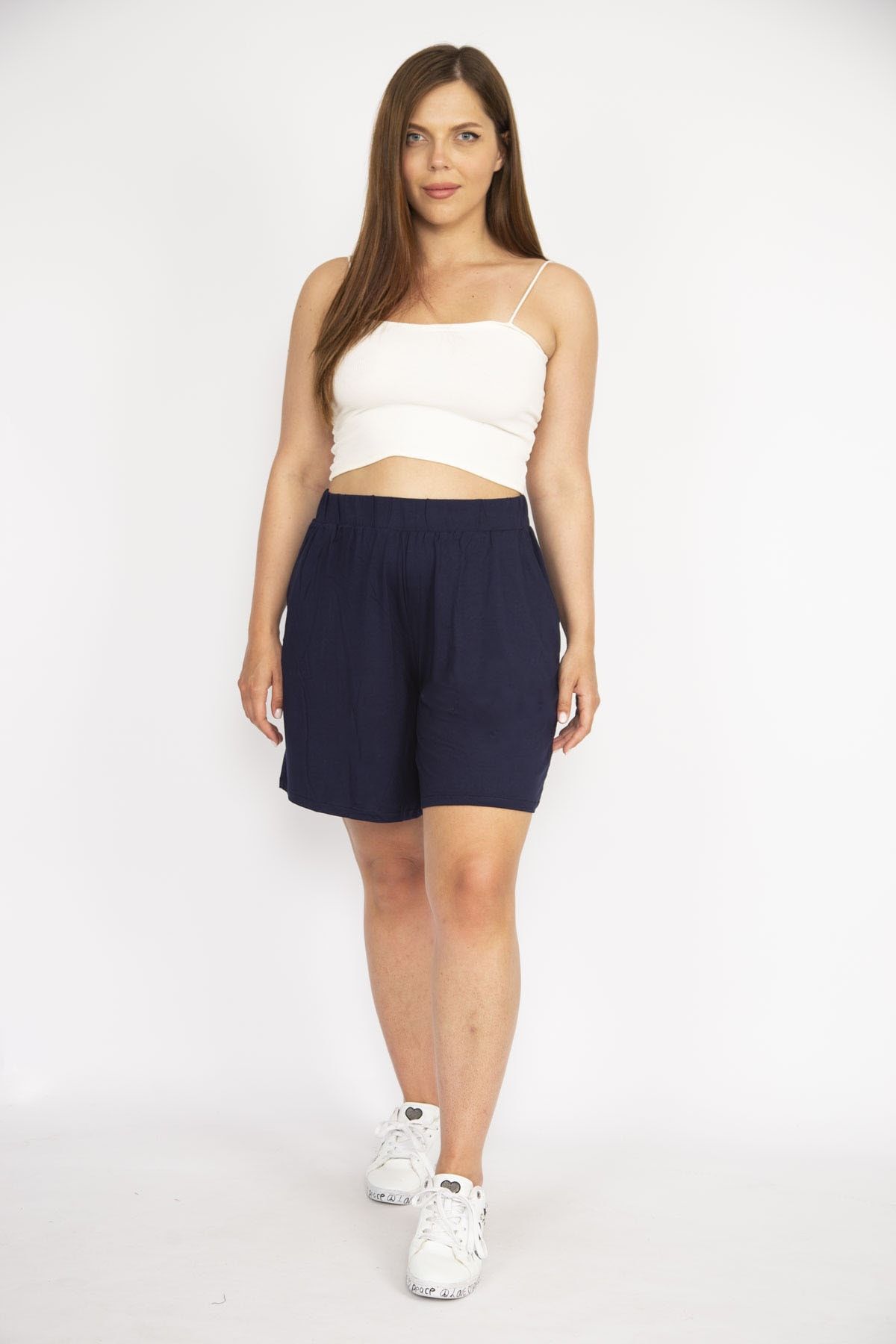 Plus size store navy shorts