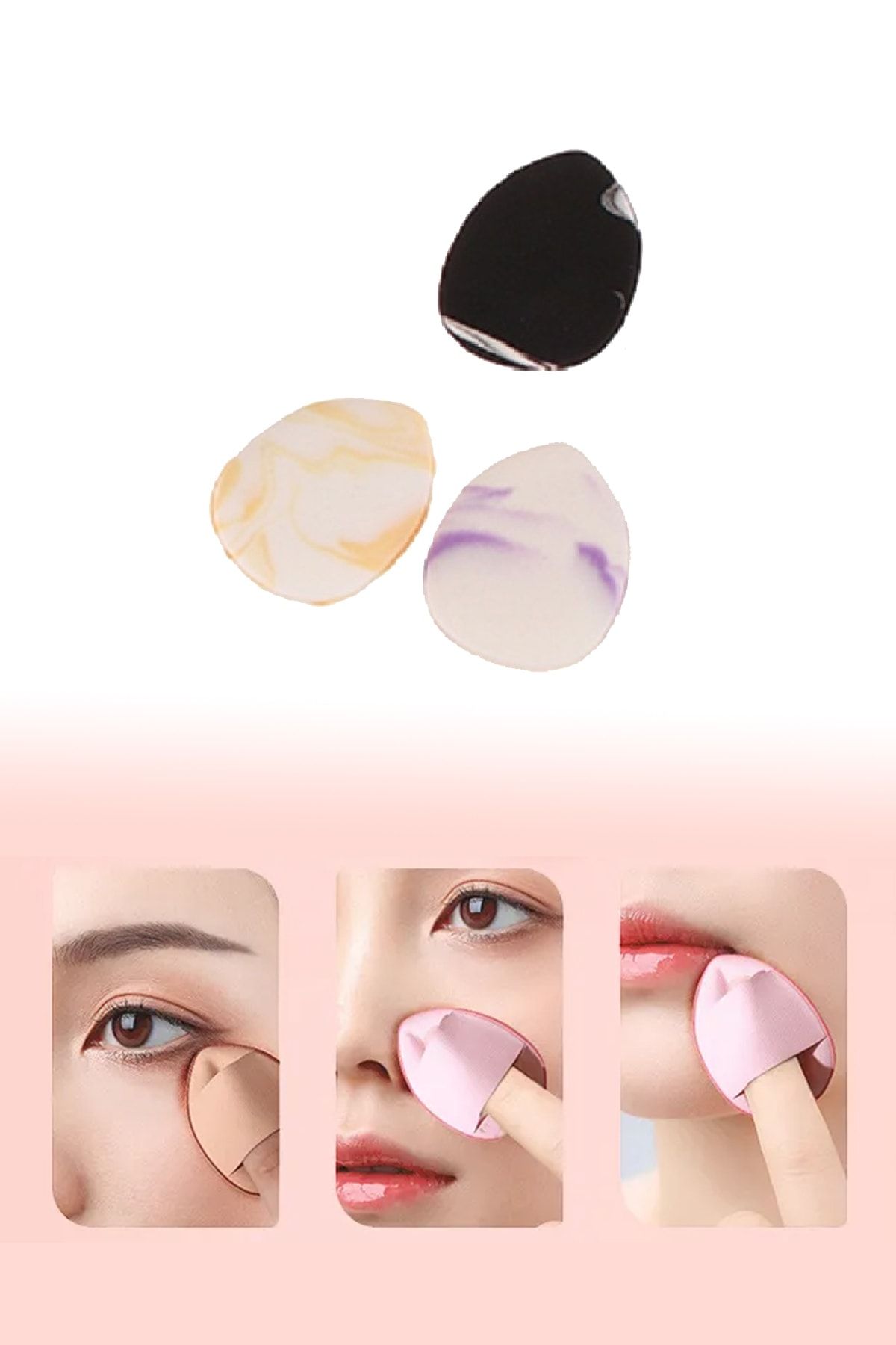 3 عدد اسفنج آرایشی مینی آرایشی پاف انگشتی صورت کانسیلر زیر چشم اسفنج پارچه ای کانسیلر خشک Malinka