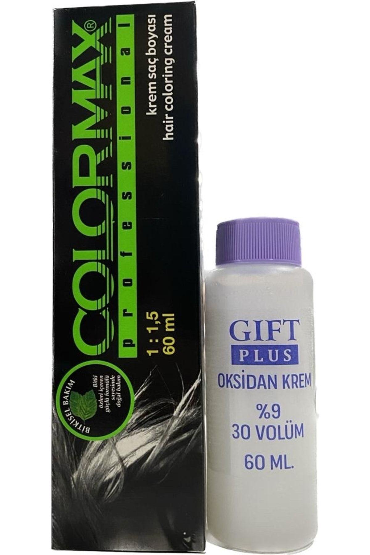 gift plus 30 Volüm Oksidan 60 ml Colormax Siyah Saç Boyası 60 Ml.