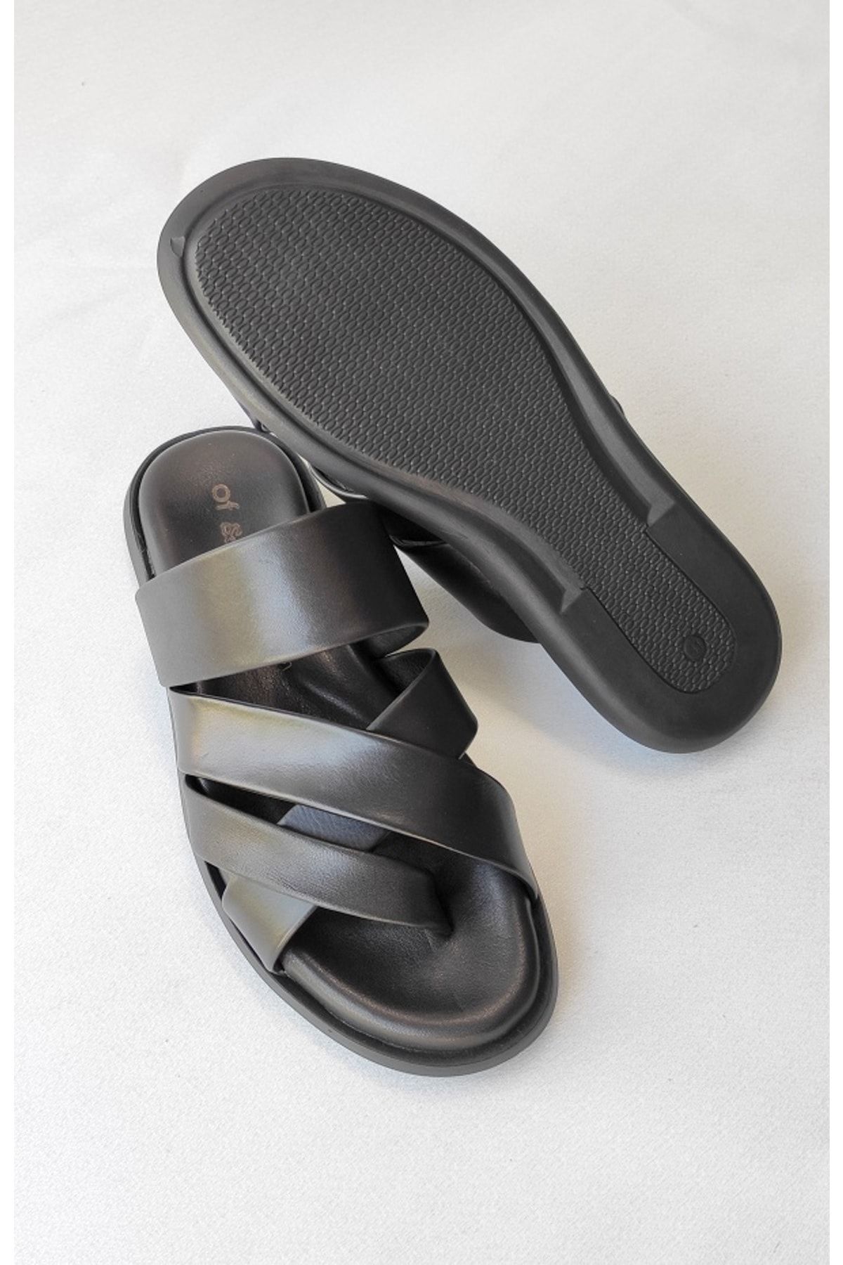 Of&Off-Men's Genuine Leather Slippers 3