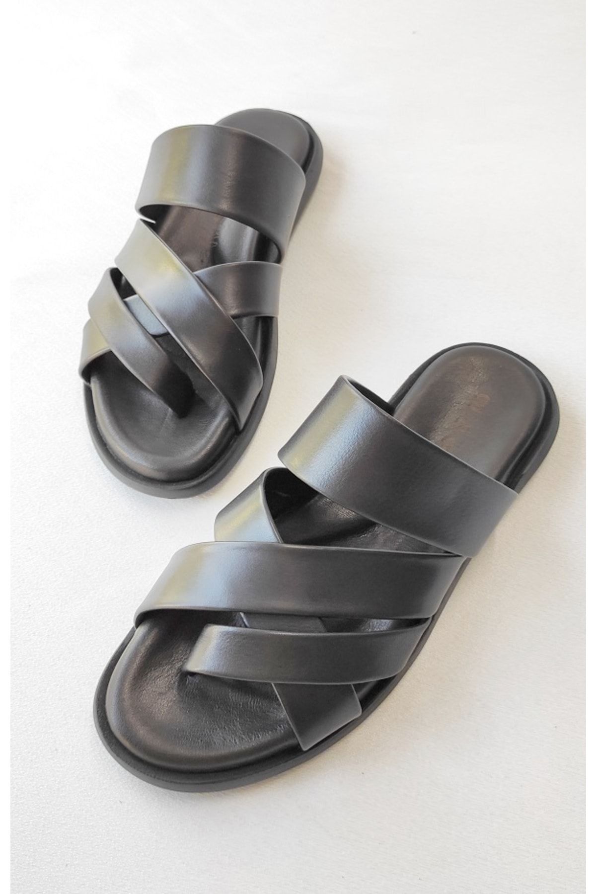 Of&Off-Men's Genuine Leather Slippers 4