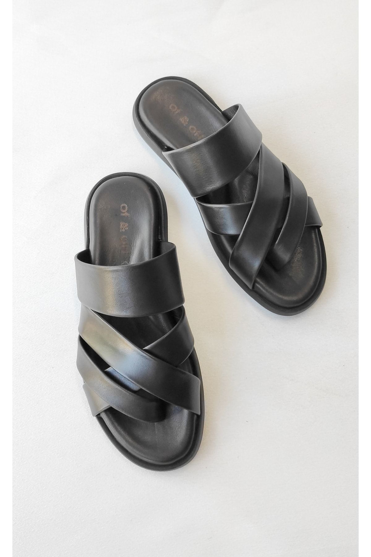 Of&Off-Men's Genuine Leather Slippers 5
