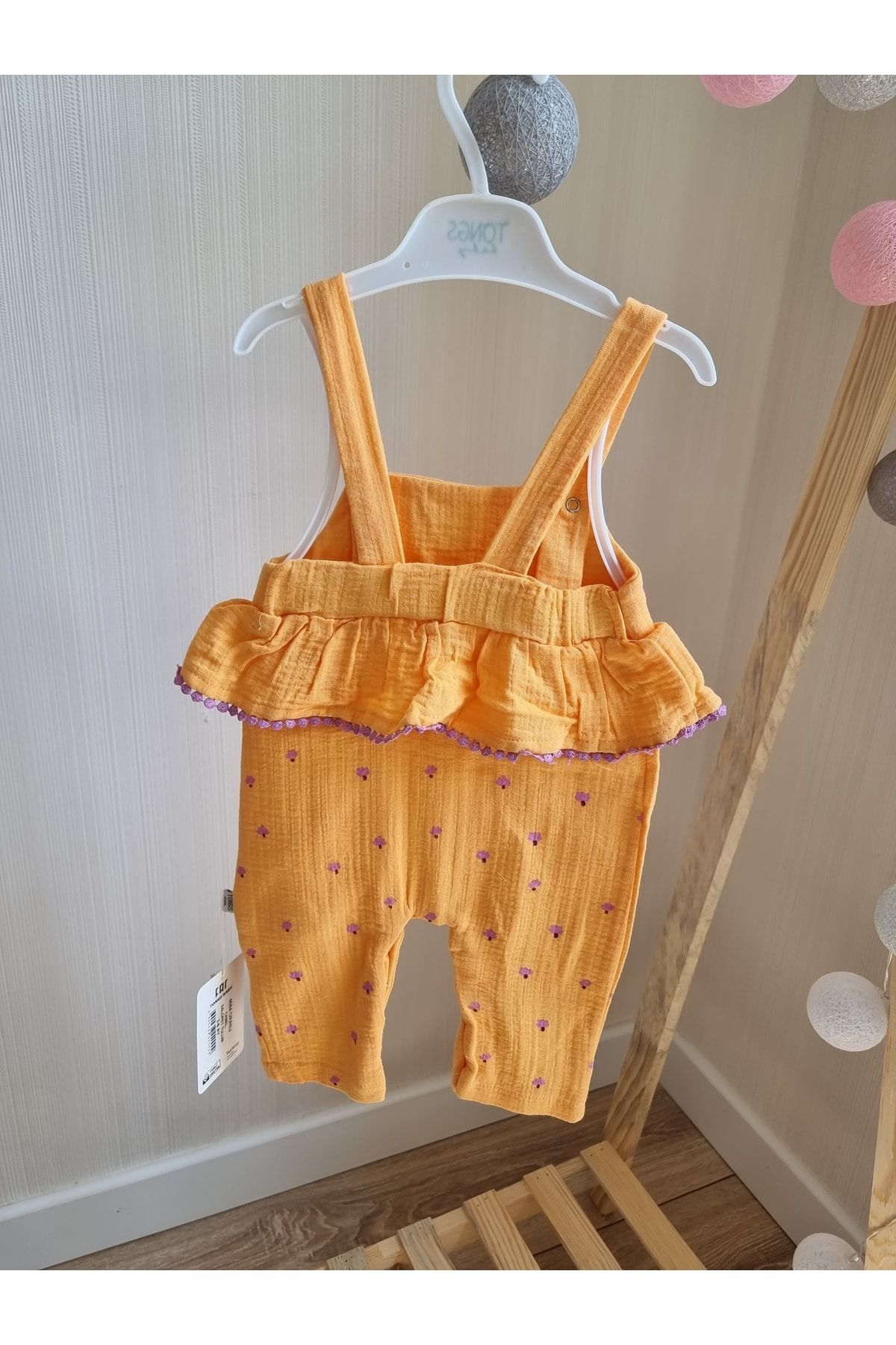 ست نوزاد نارنجی دخترانه و بچگانه سرهمی پارچه ای موسلین اورجینال Tongs Baby