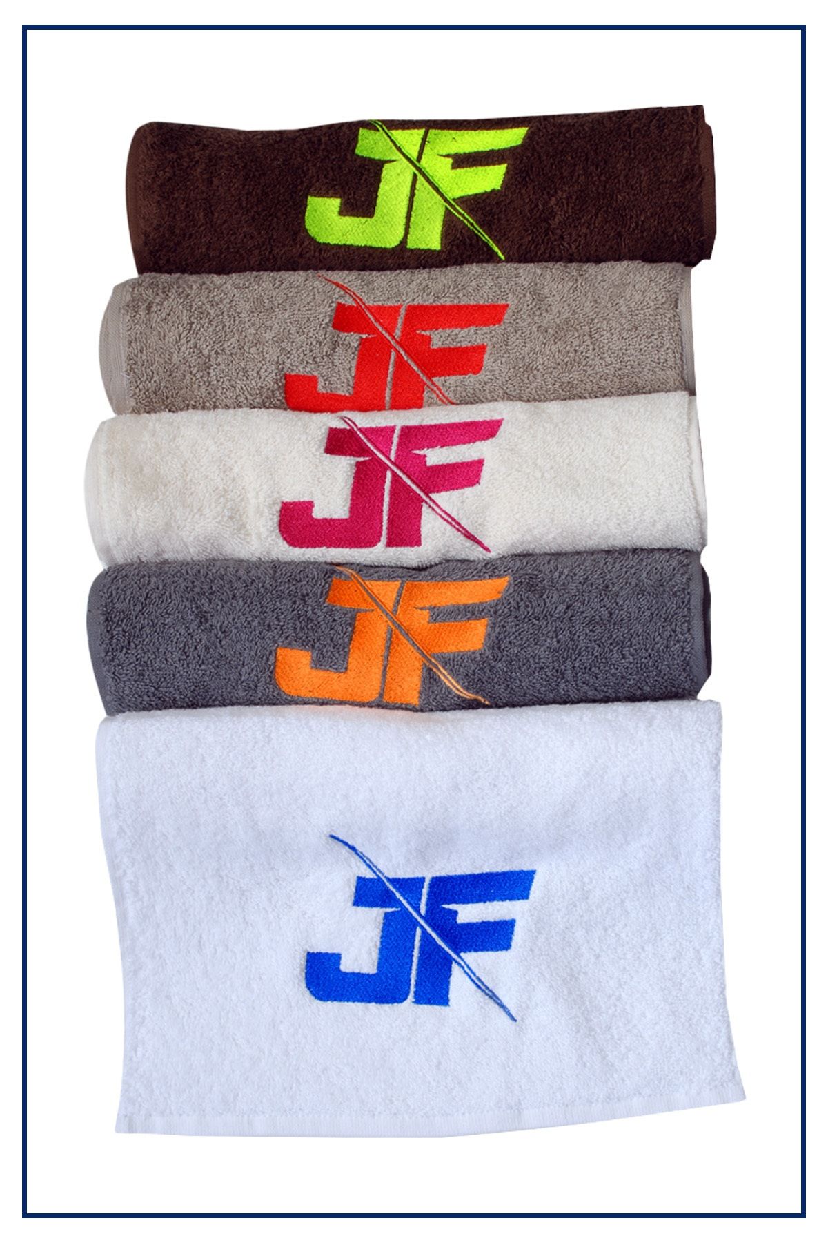 حوله سفید آموزش ورزشکار آبی 30x85 سانتی متر. jofit
