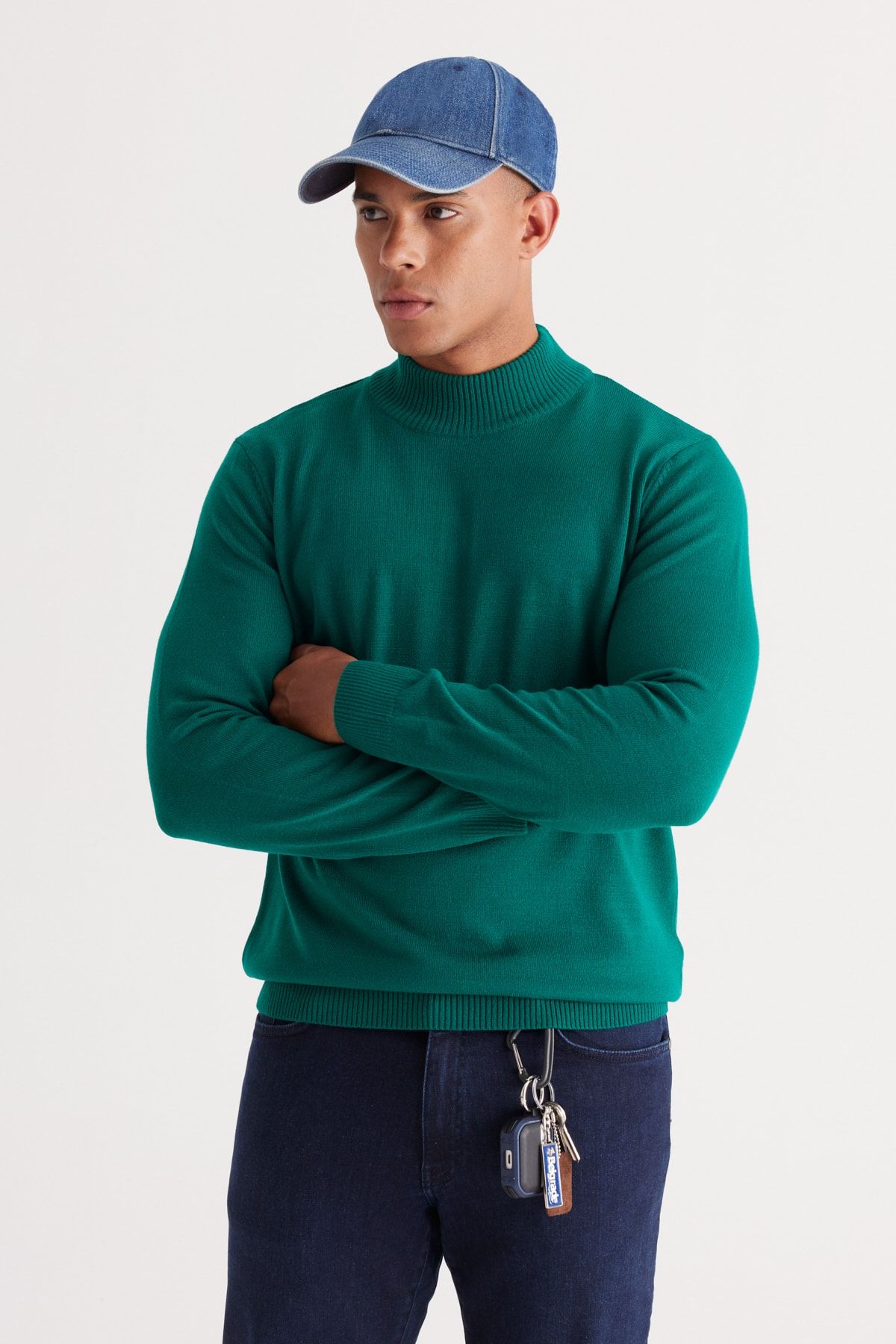 Dark new arrivals teal turtleneck