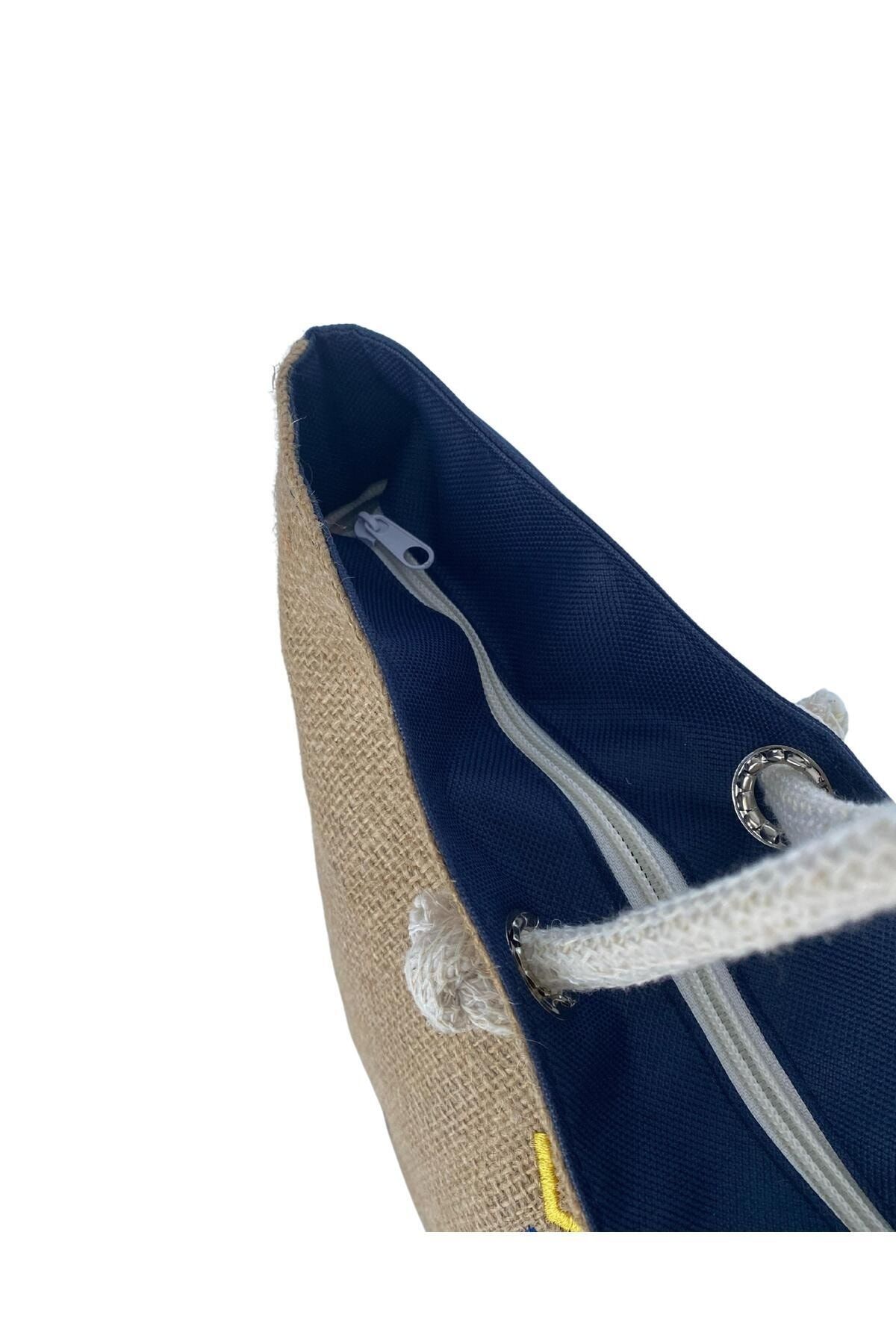 Navy blue straw 2025 bag