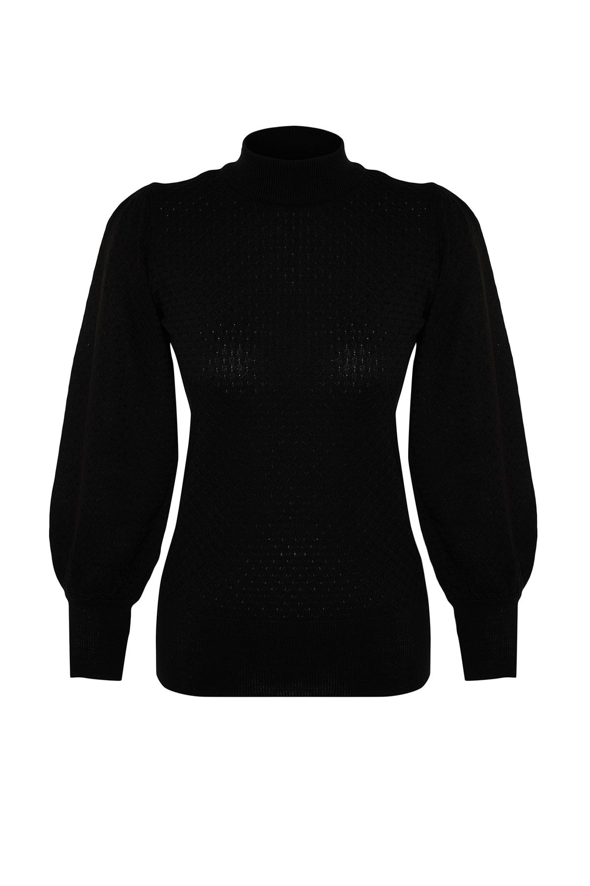 Trendyol Collection-Черен трикотажен пуловер с яка и стойка TWOAW21KZ0817 7
