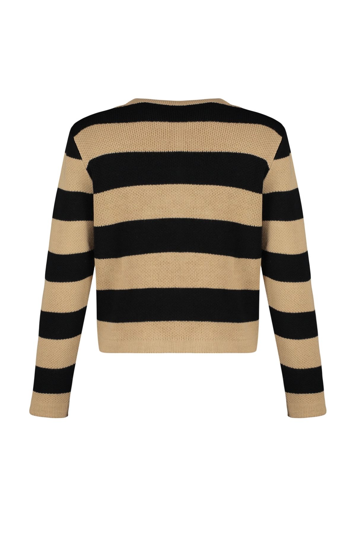Trendyol Collection-Camel Gestreifte Basic-Jacken-Strickjacke TWOAW24HI00091 8