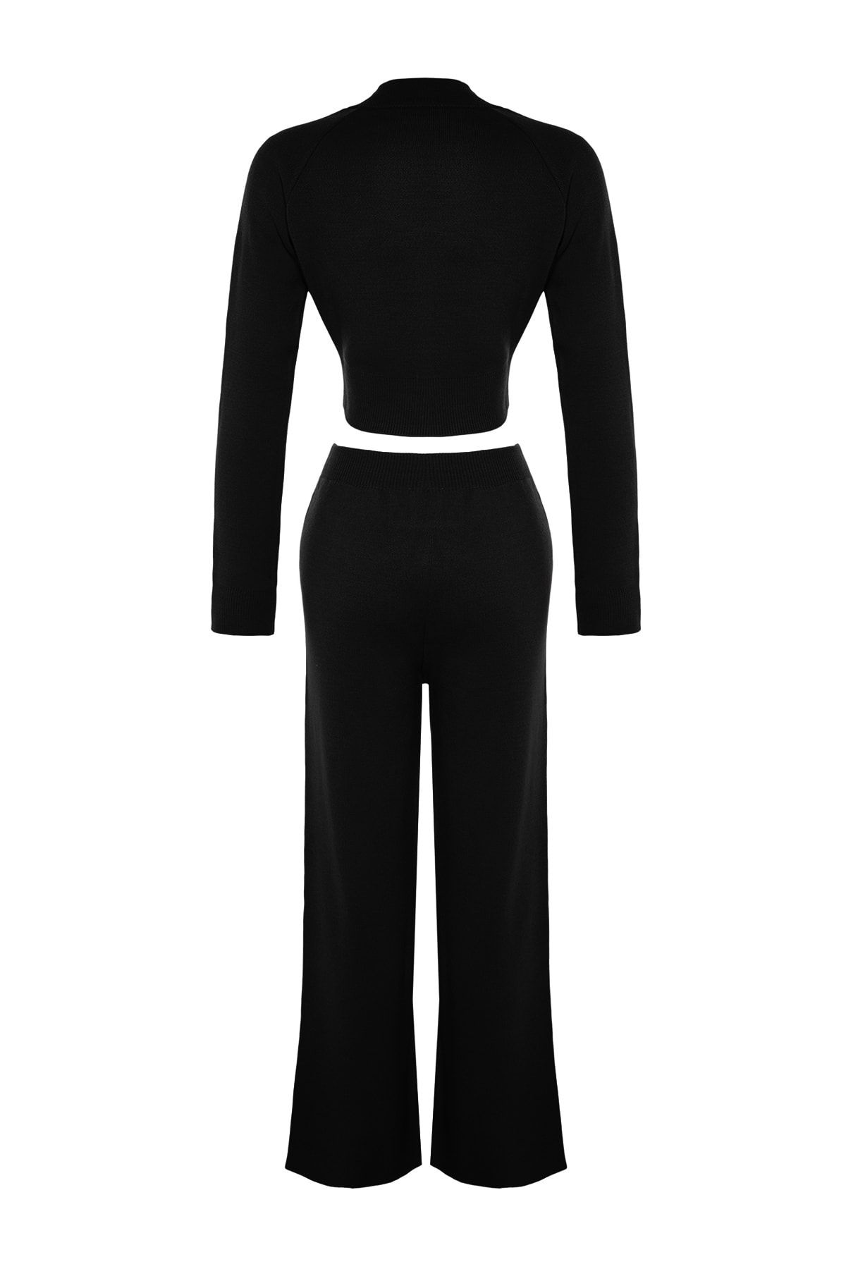 Trendyol Collection-Black Crop Basic Knitwear Top and Bottom Set TWOAW24AU00024 6