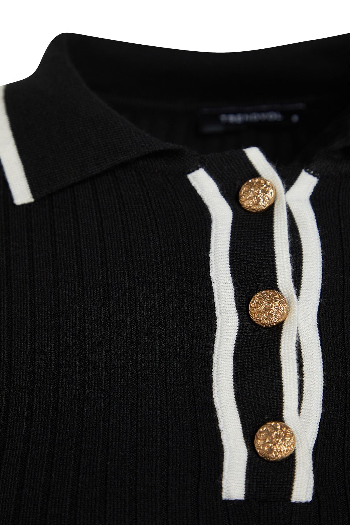Trendyol Collection-Černý mercerizovaný vzhled Premium/Special Yarn Polo límec Pletený svetr TWOAW24KZ00808 8