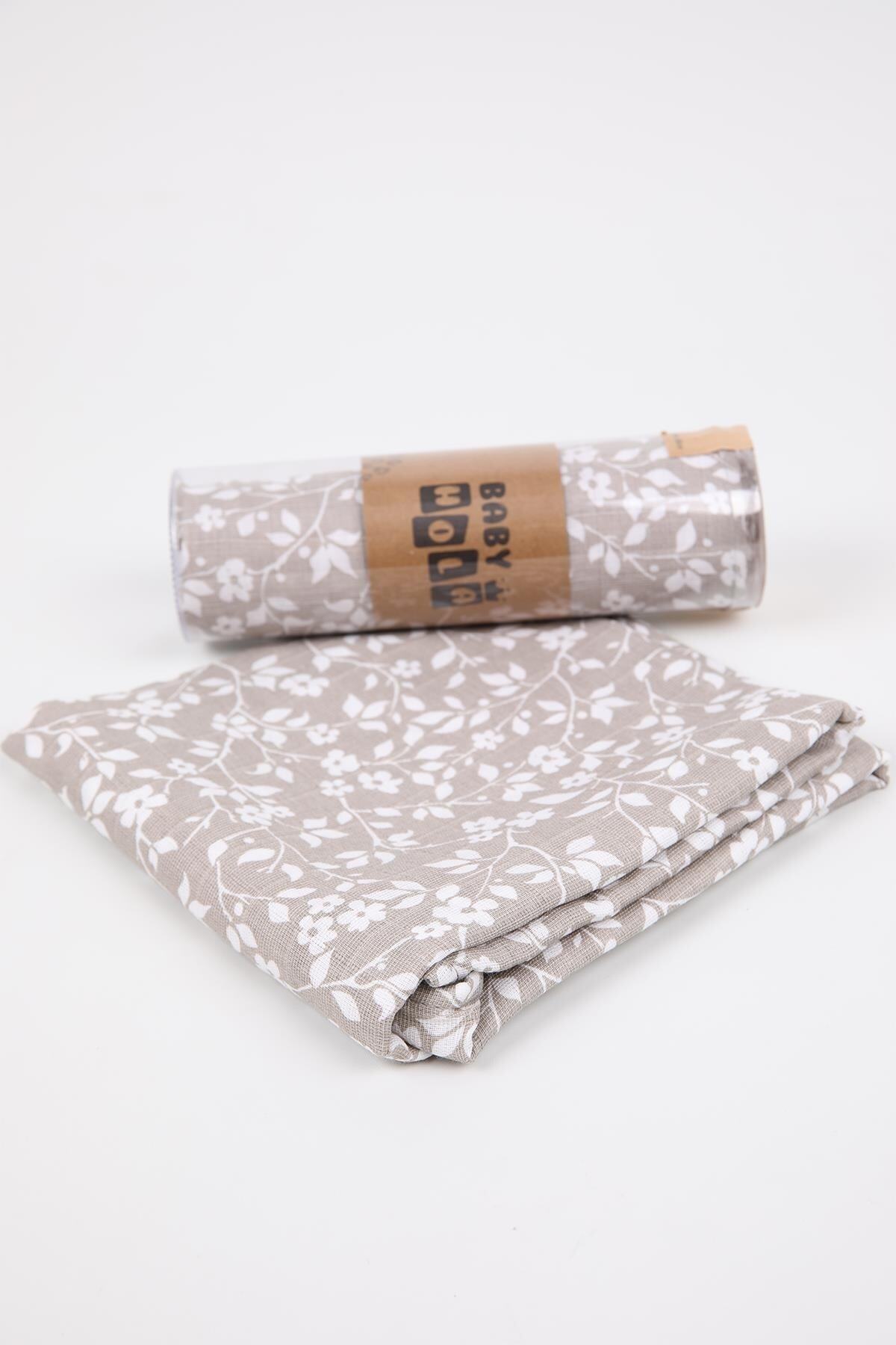 Babyhola Müslin Örtü 80x80cm Yaprak Desen Organik Hediyelik Emzirme Alt Açma Yenidoğan Puset Örtüsü fotoğrafı 4 (önizleme)