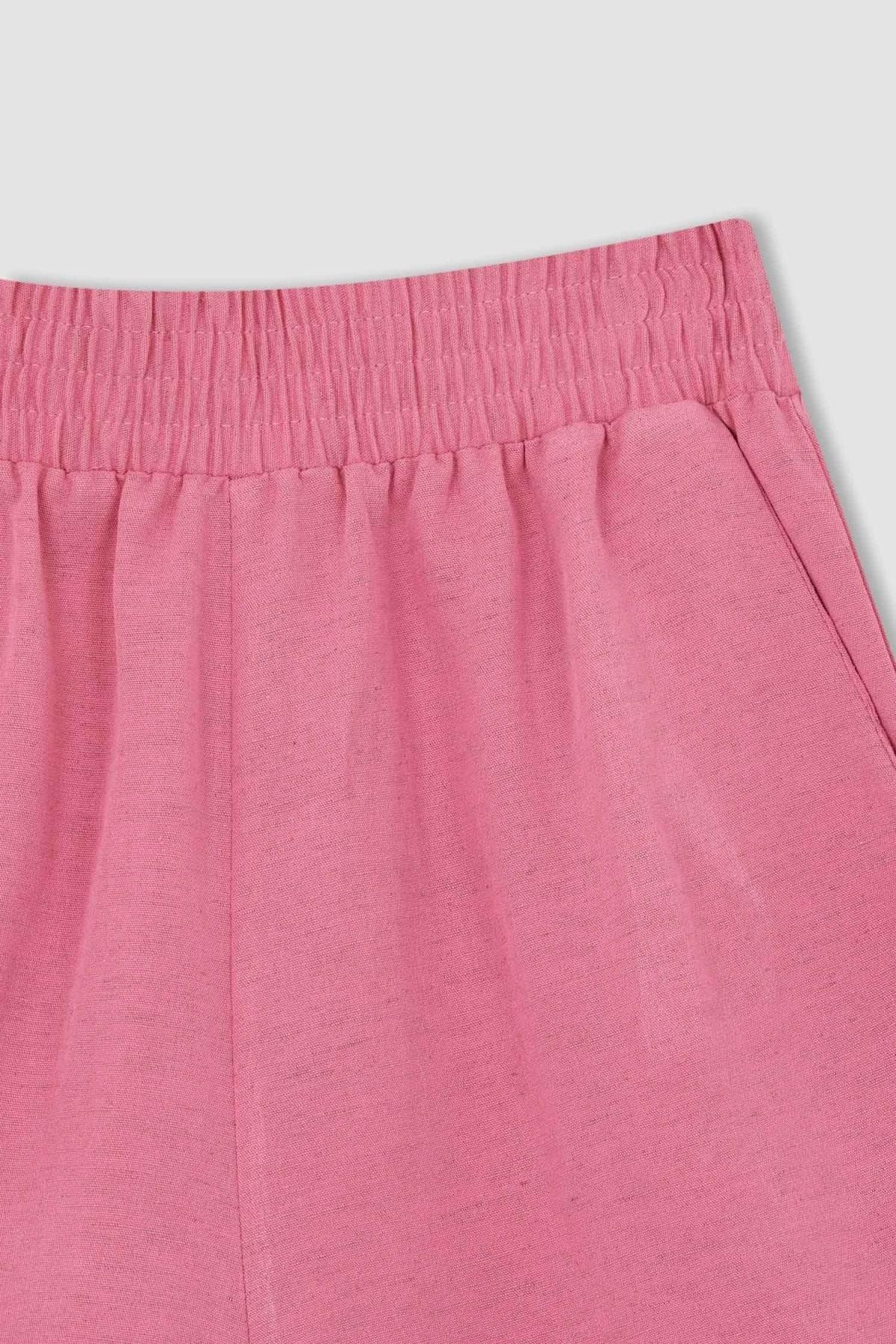 DeFacto-Relax Fit Regular Waist Linen Blended Shorts W5320az22sm 2