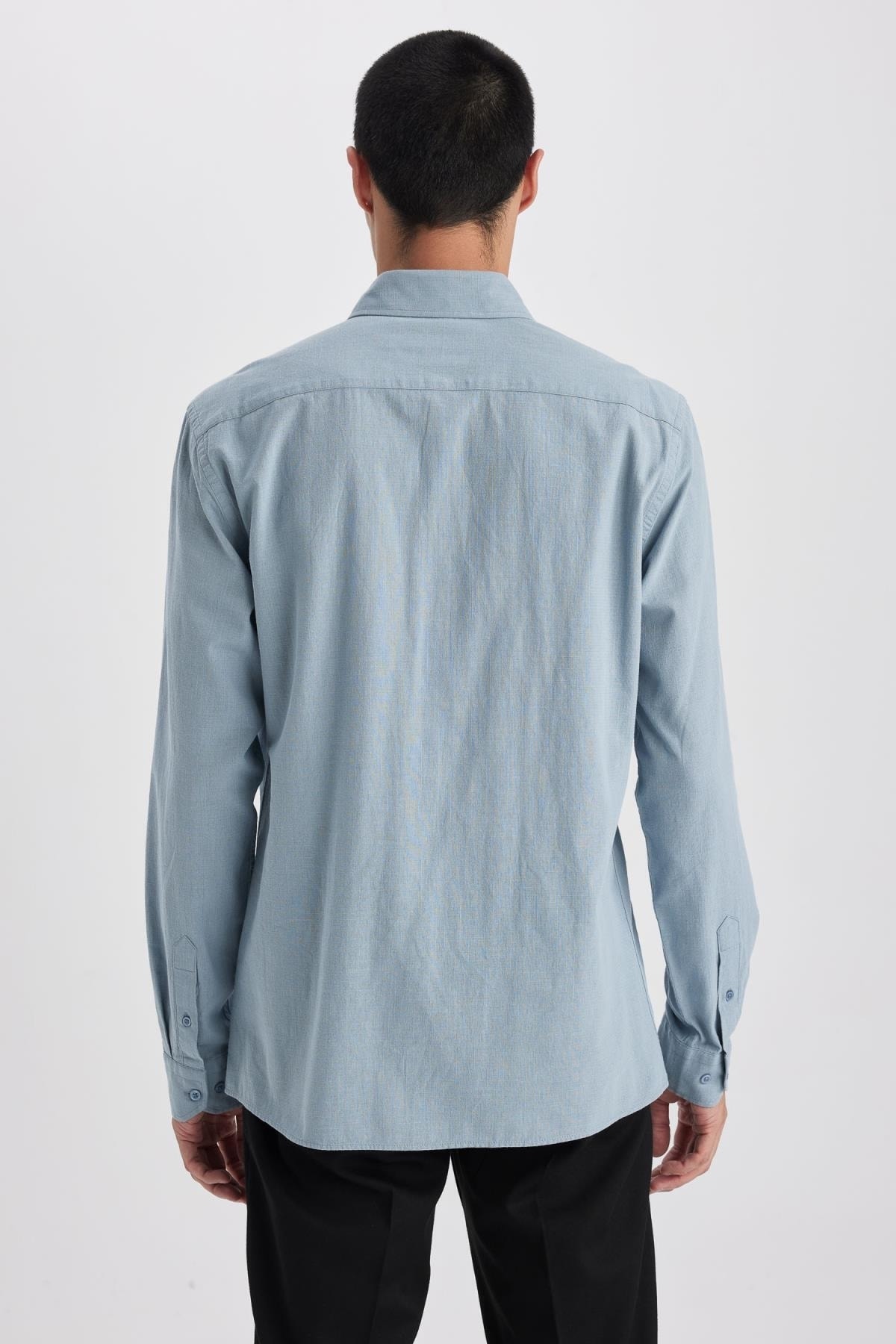 پیراهن مردانه آبی دفکتو | T6284AZ23SP اورجینال - تصویر 6