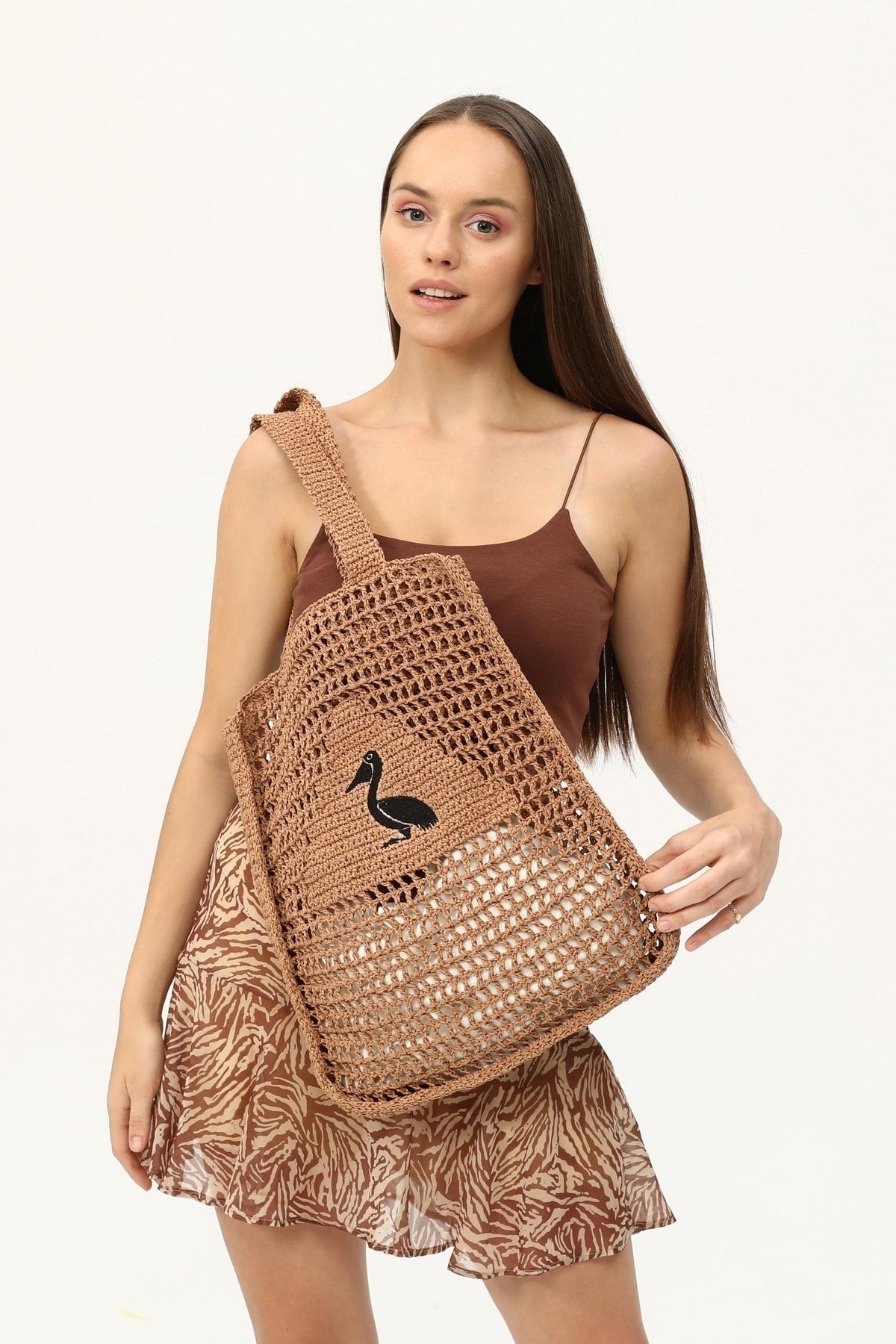 morpelikan Bronze Paper Rope Women s Hand Shoulder Beach Bag