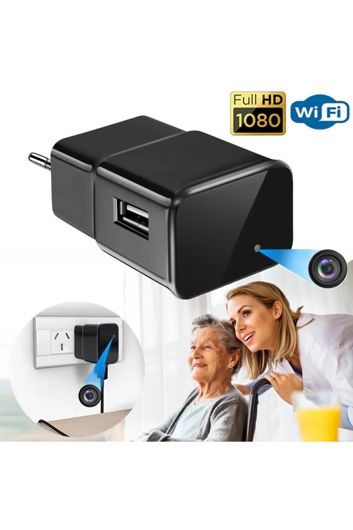 Kalite Wifi güvelik Kamera Adaptör Kamera (Dünyanın Heryerinden Canlı Izlenir ve Ses ve Video Kaydeder)