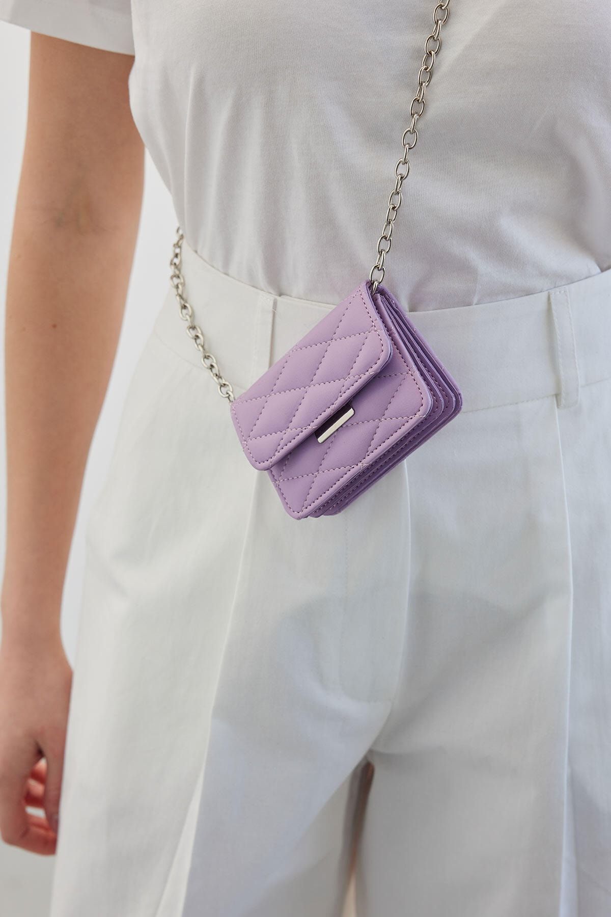 Manuka QUILTED MINI BAG LILA Trendyol
