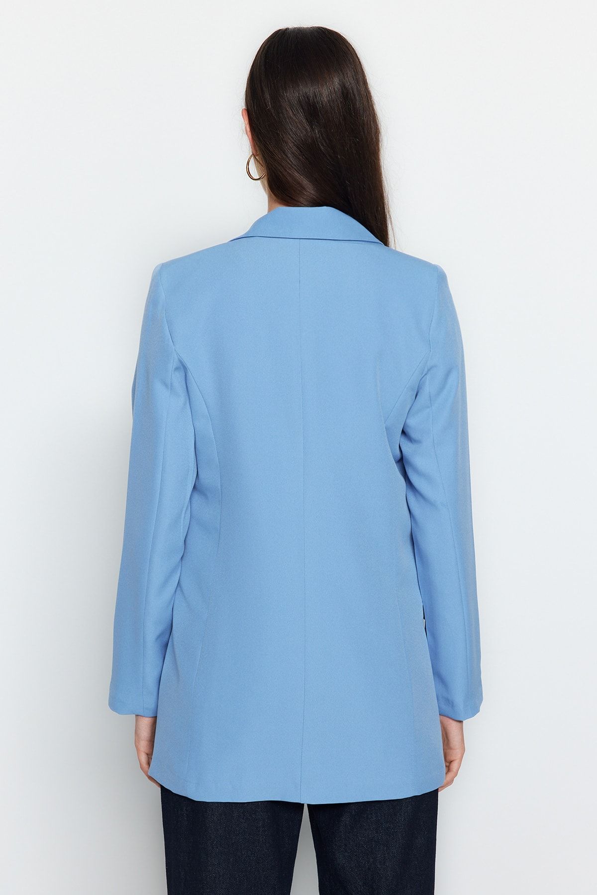 Trendyol Collection-Dunkelblaue, normal gefütterte, zweireihige Blazerjacke aus Webstoff TWOSS20CE0059 6