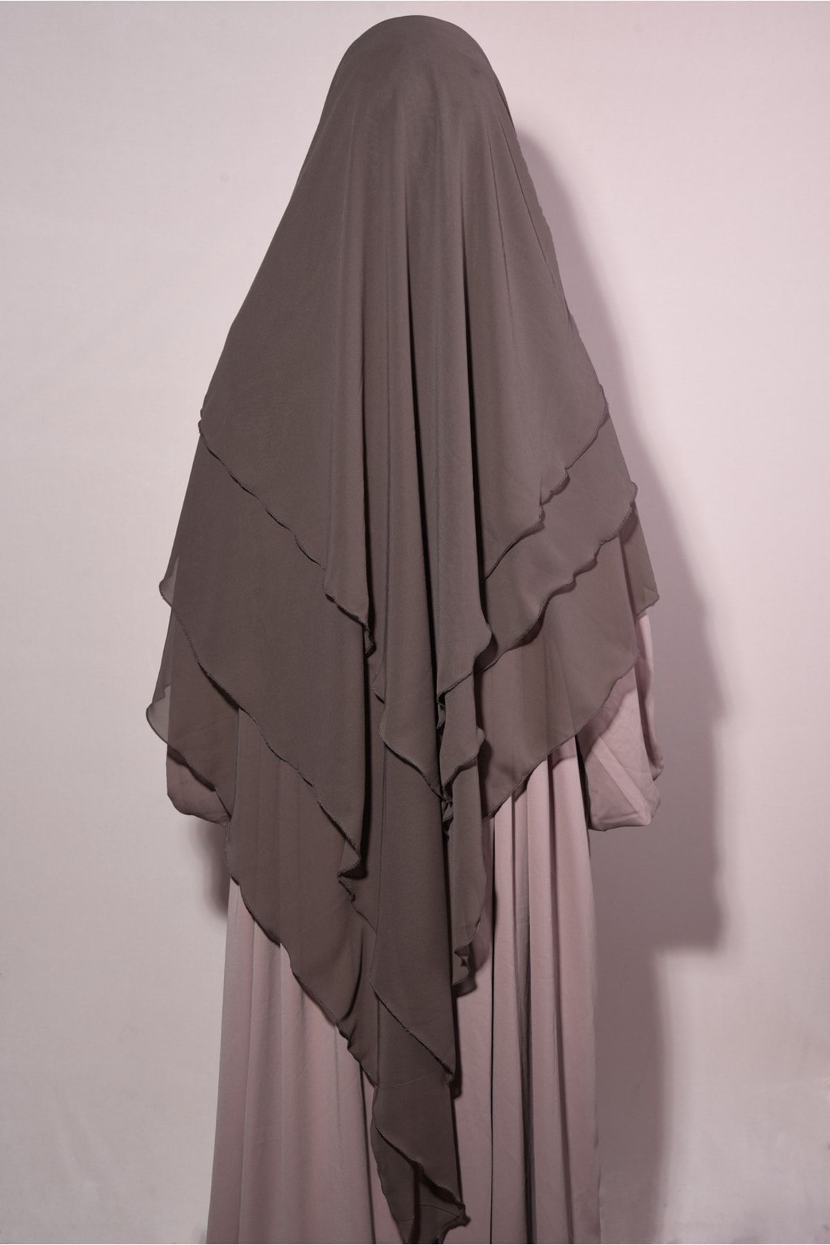 Ns nowascarf-Souffle Ready Veiled Three Layer Chiffon Shawl Mink 4