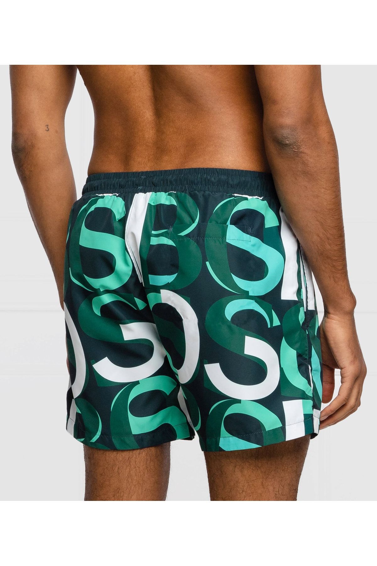 Green hugo boss swim shorts deals