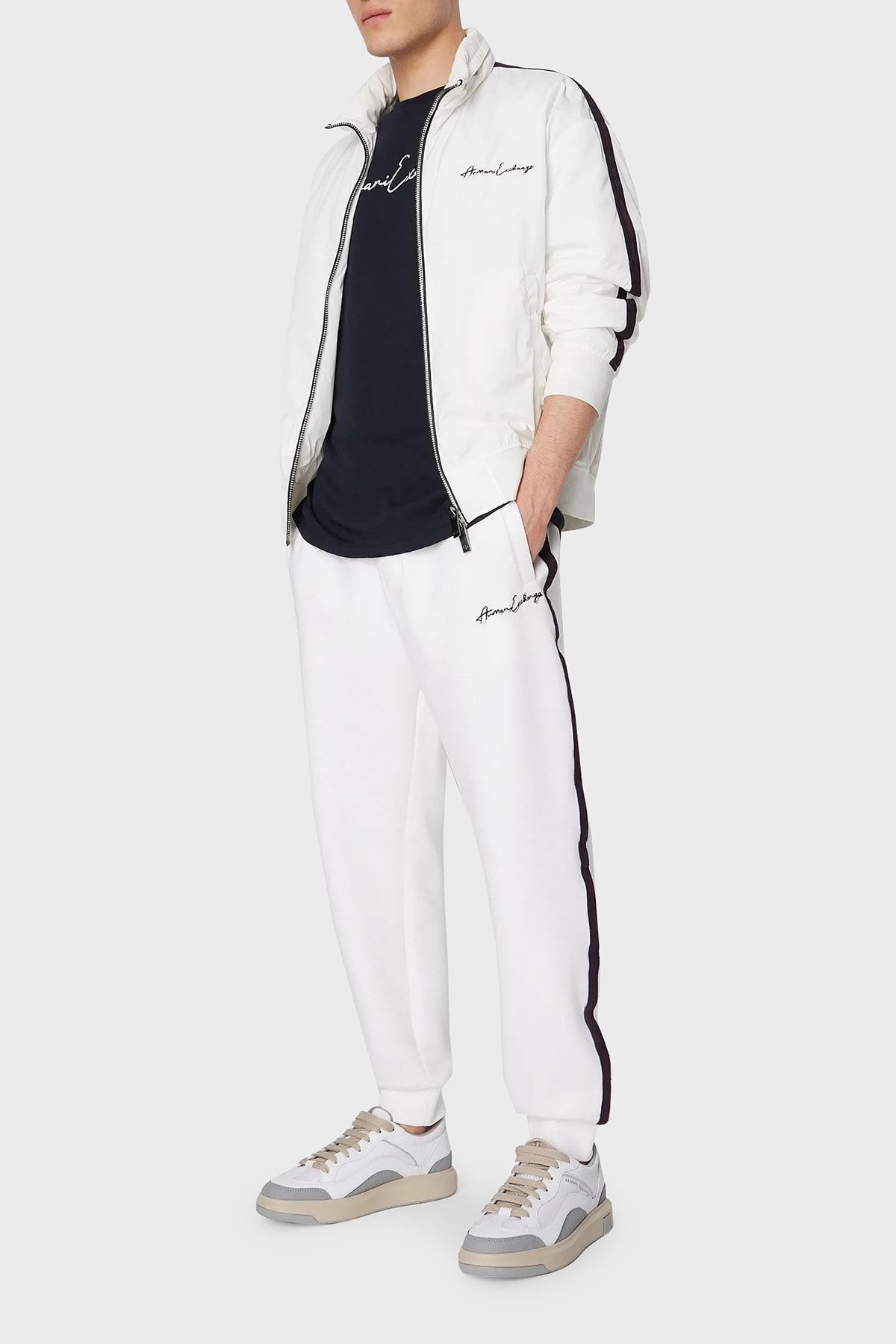 شلوار سفید مردانه پنبه متصل به طور منظم ورزشی 6rzpld zjzgz 1116 Armani Exchange