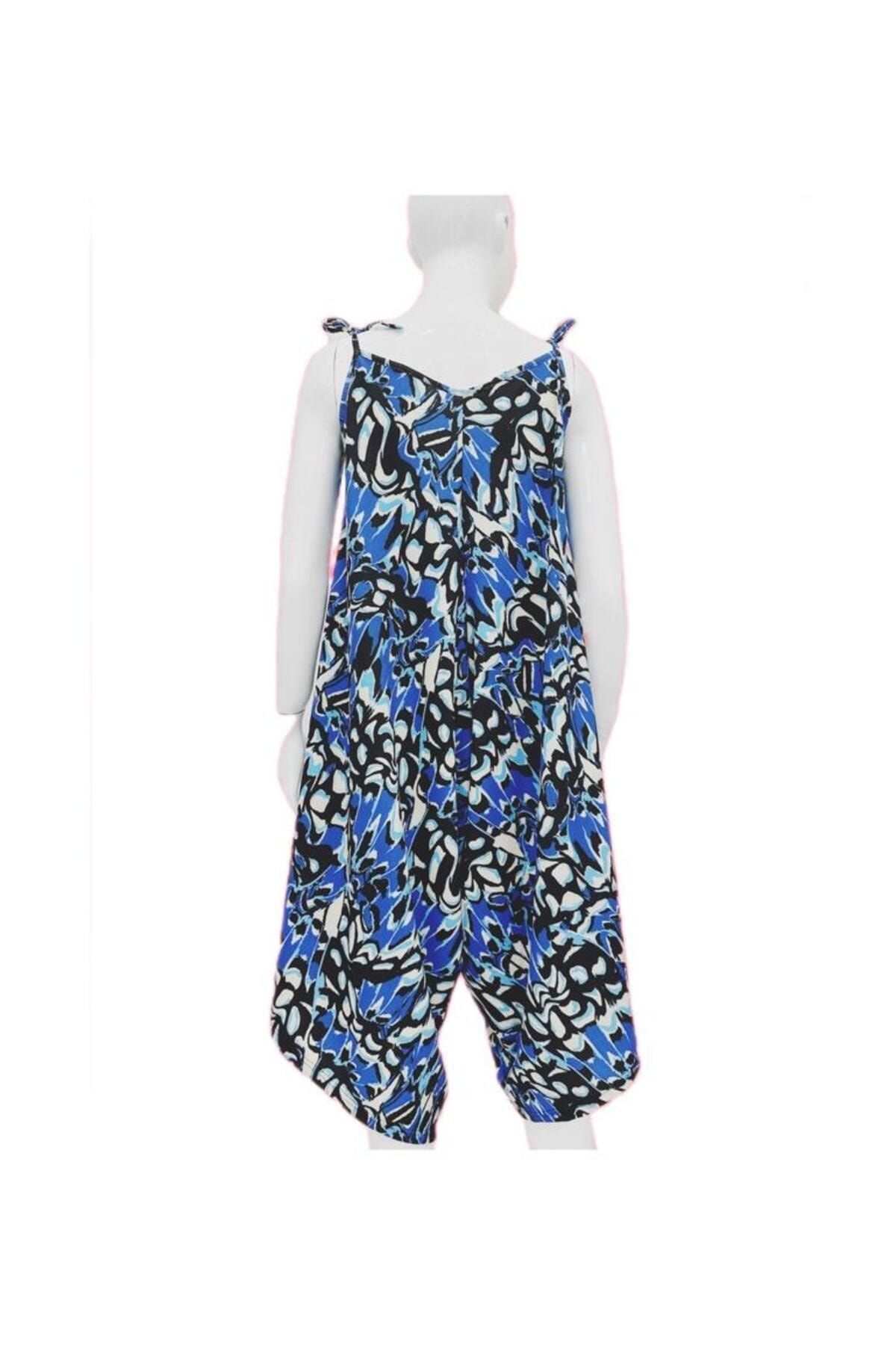 Moda I k Women s Blue Black Cream Patterned Strappy Long Crinkle