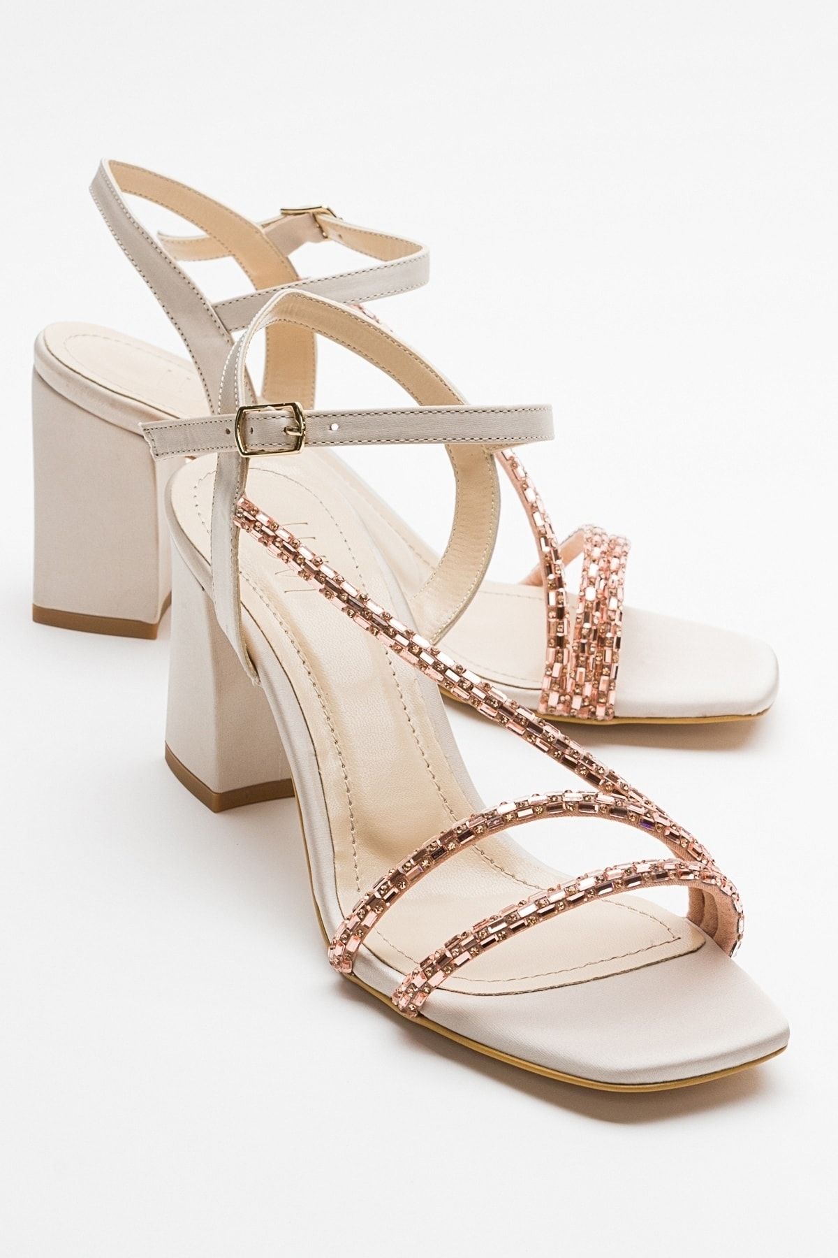 کفش مجلسی نود زنانه پاشنه ساتن Anjel Beige luvishoes