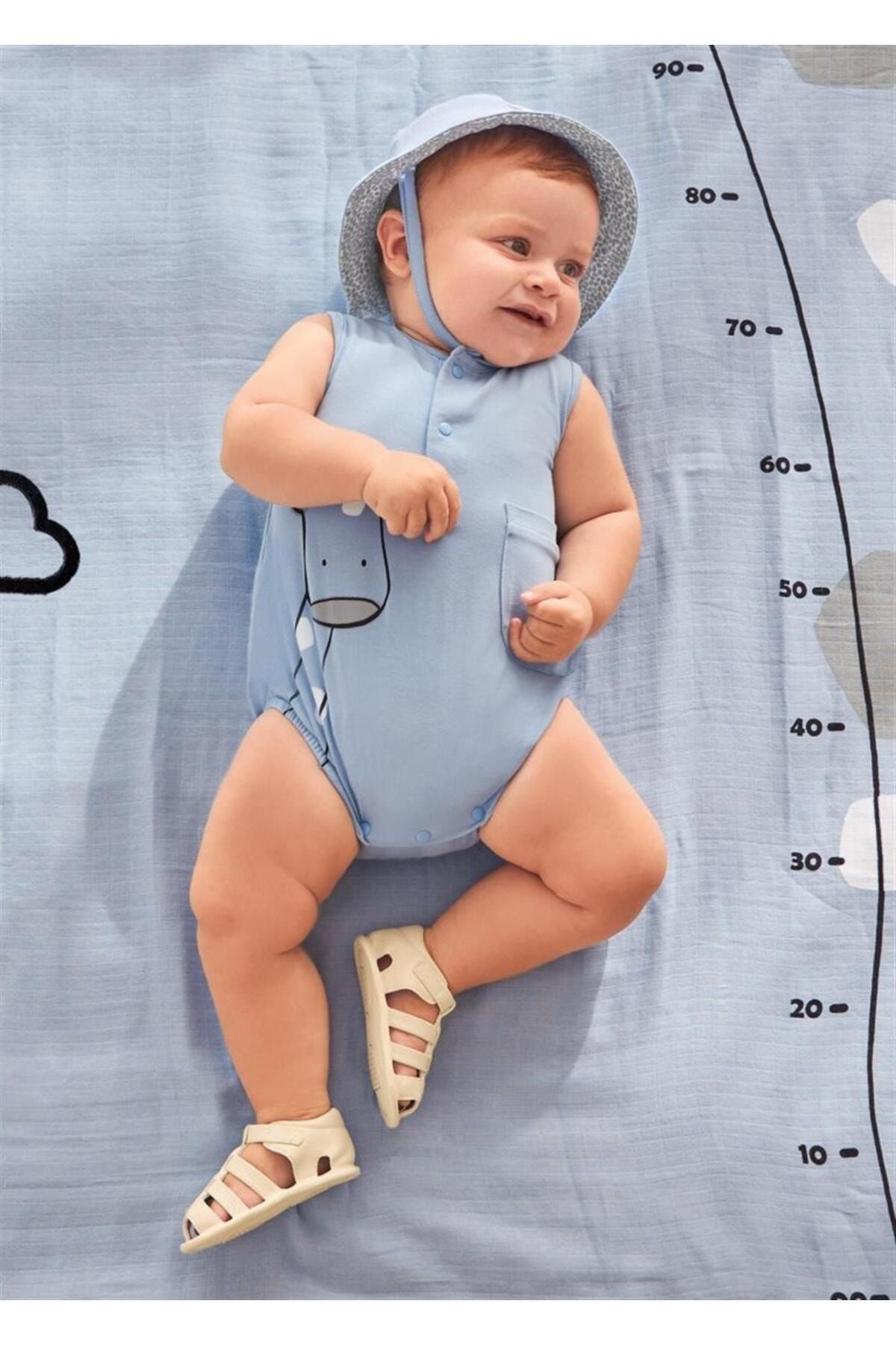 لباس بیمارستانی نوزاد آبی پسرانه و بچگانه کلاه سرهمی BABY BOY 2 pack Mayoral