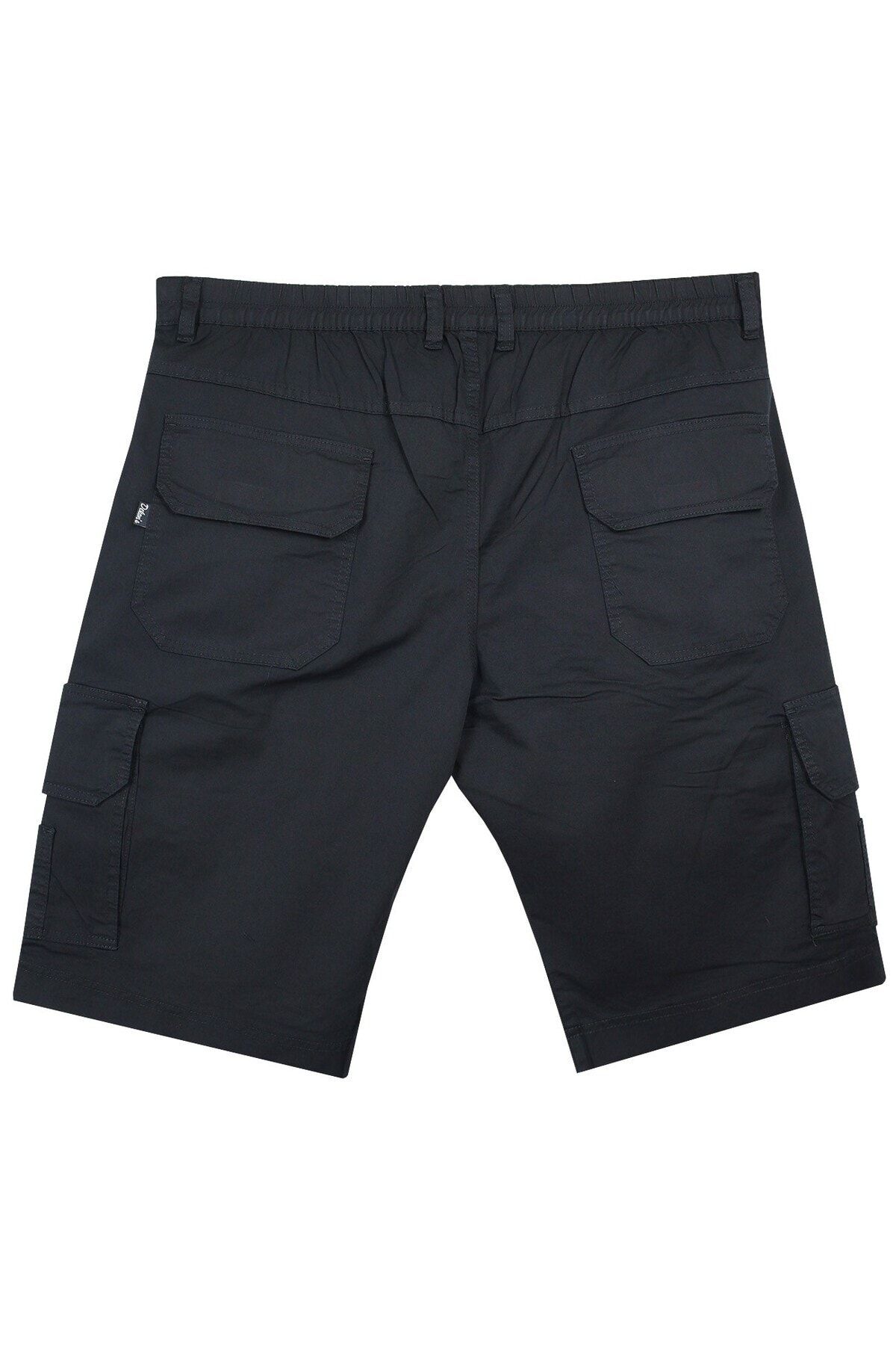 marufshop-Large Size Gabardine Shorts with Cargo Pockets Dekons Black 4